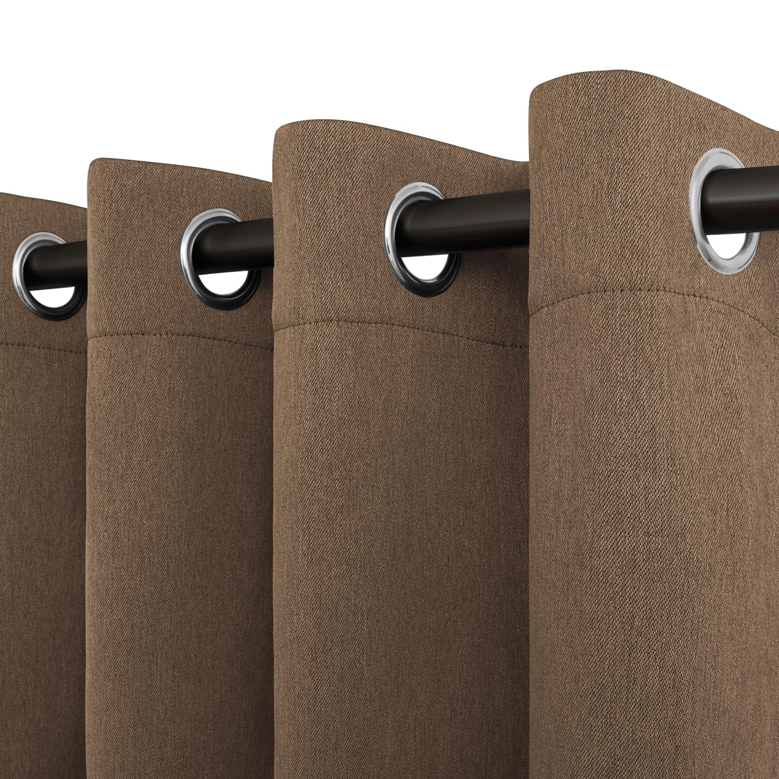 Easy-Going Luxury Double Linen Blackout Curtain 84 Inch Length Grommet Window Curtain Drapes for Bedroom, Living Room Thermal Insulated Room Darkening (Set of 2 Panels, Brown)