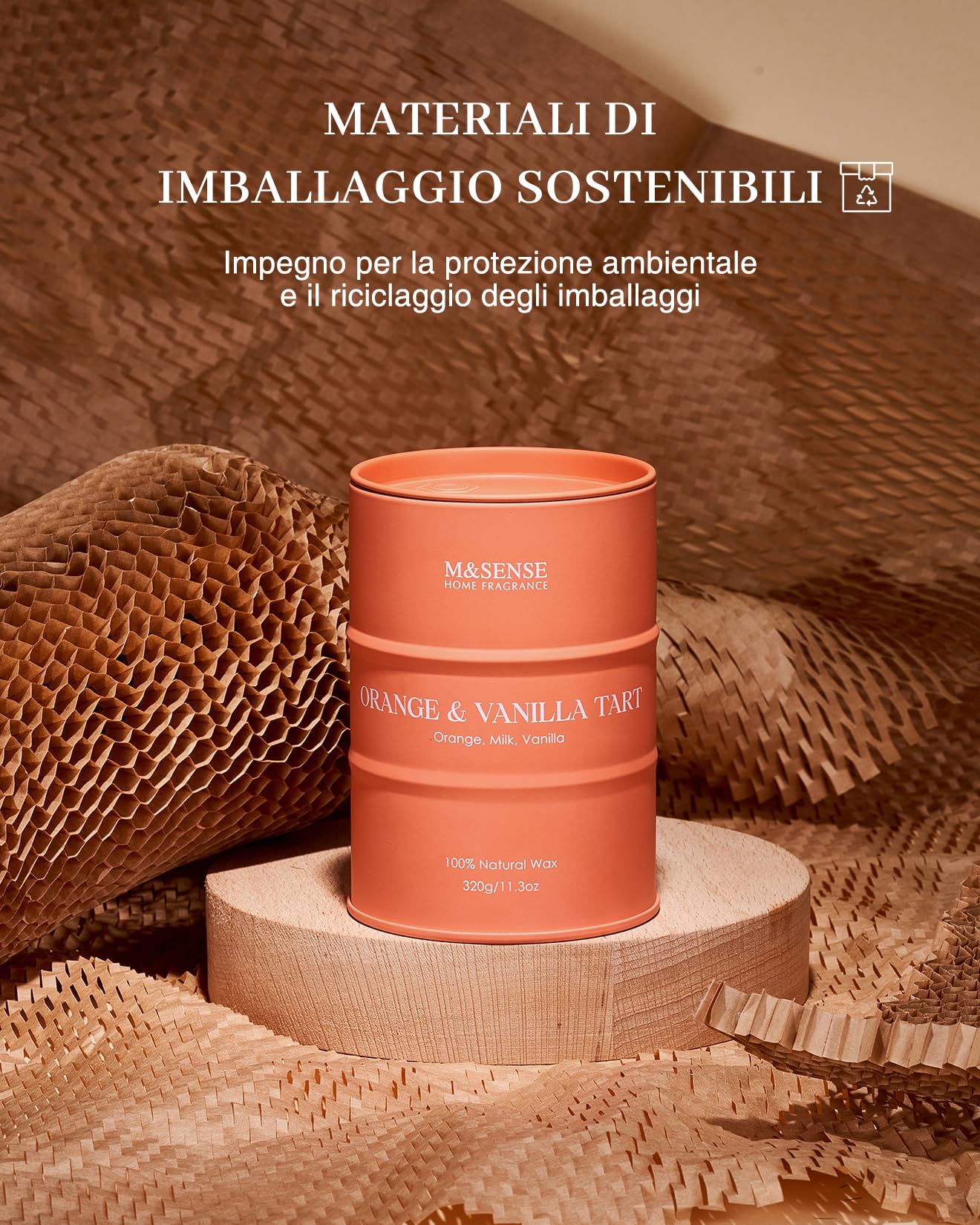 Candele M&SENSE Candele profumate alla vaniglia d'arancia per la casa, candele di soia organiche pulite non tossiche altamente profumate Candele profumate decorazione Candles Cozy Room Decor