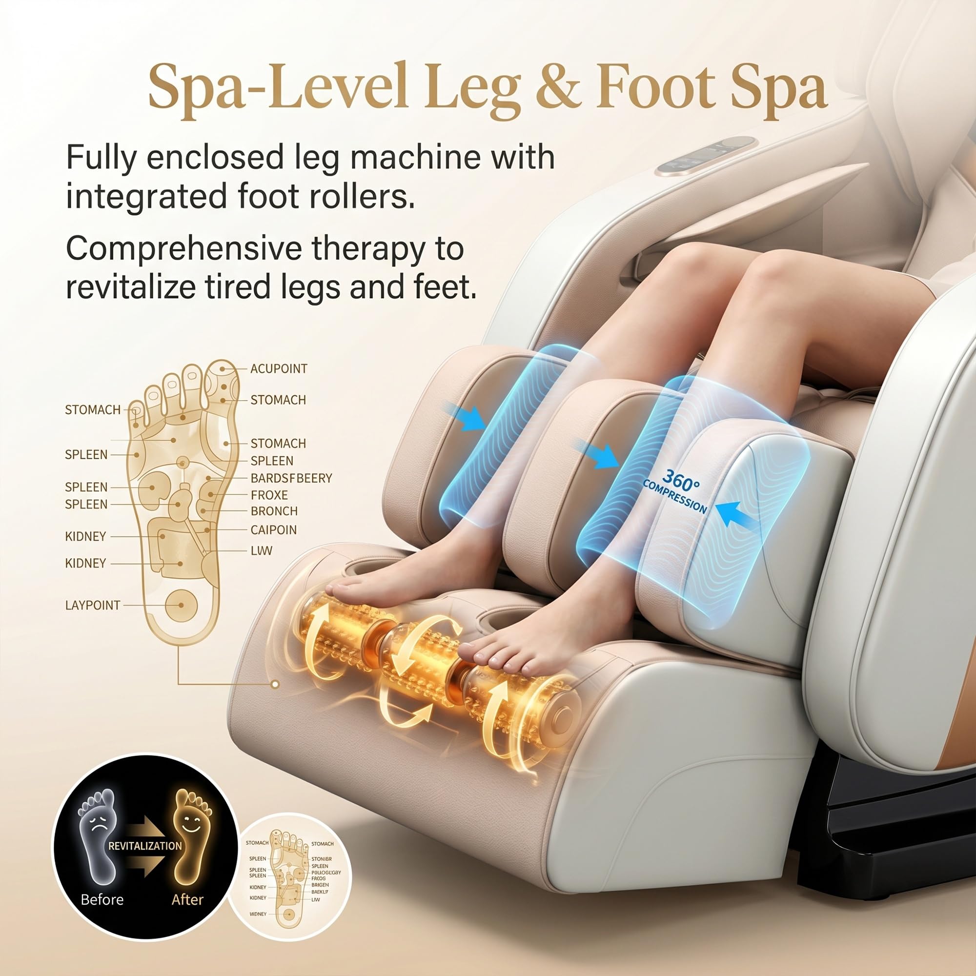 Sillón de Masaje Eléctrico Cuerpo Completo Gravedad Cero con Bluetooth, Pantalla LCD, Rodillos para Cadera, Compresión de Aire, Ahorro de Espacio, Sillón Relax Shiatsu Profesional(Gray)