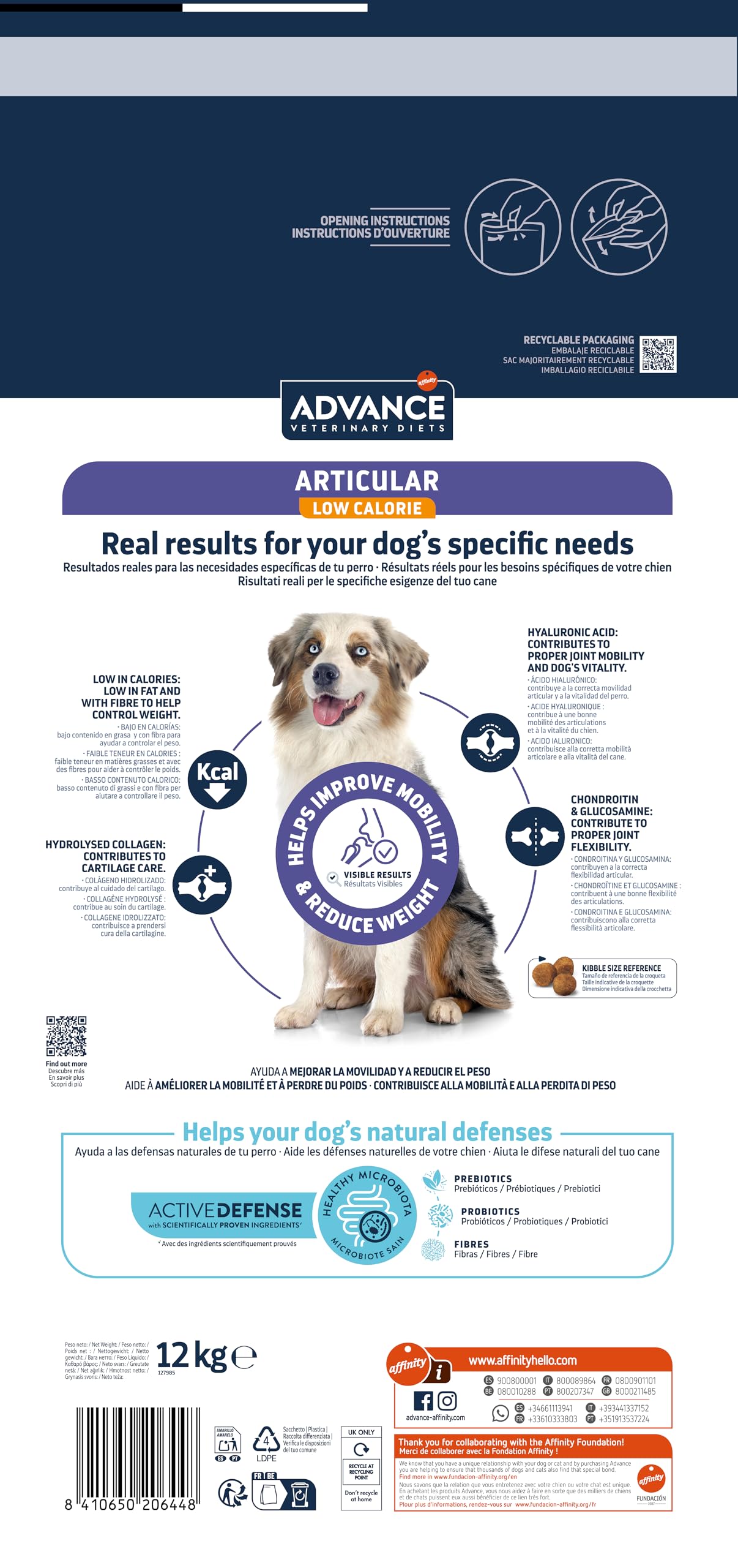 Advance Veterinary Diets - Articular Reduced Calorie - Cibo per Cani con Problemi Articolari e Sovrappeso - 12kg