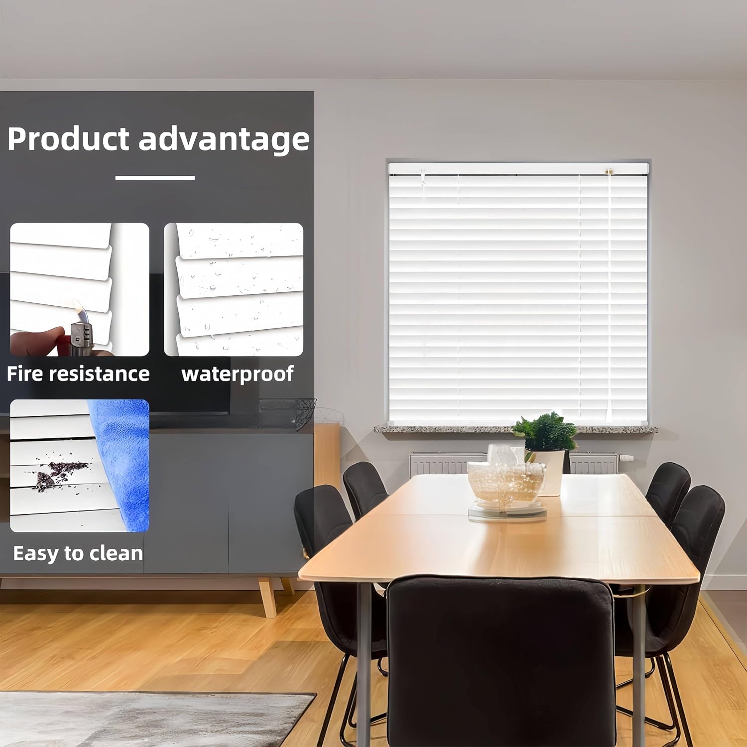 Cordless Venetian Blinds Horizontal Venetian Blinds Vinyl Window Shades Light Filtering Privacy Room Darkening Blinds for Bedroom, Kitchen, Office,Outdoor, White 32W*Highly Customized