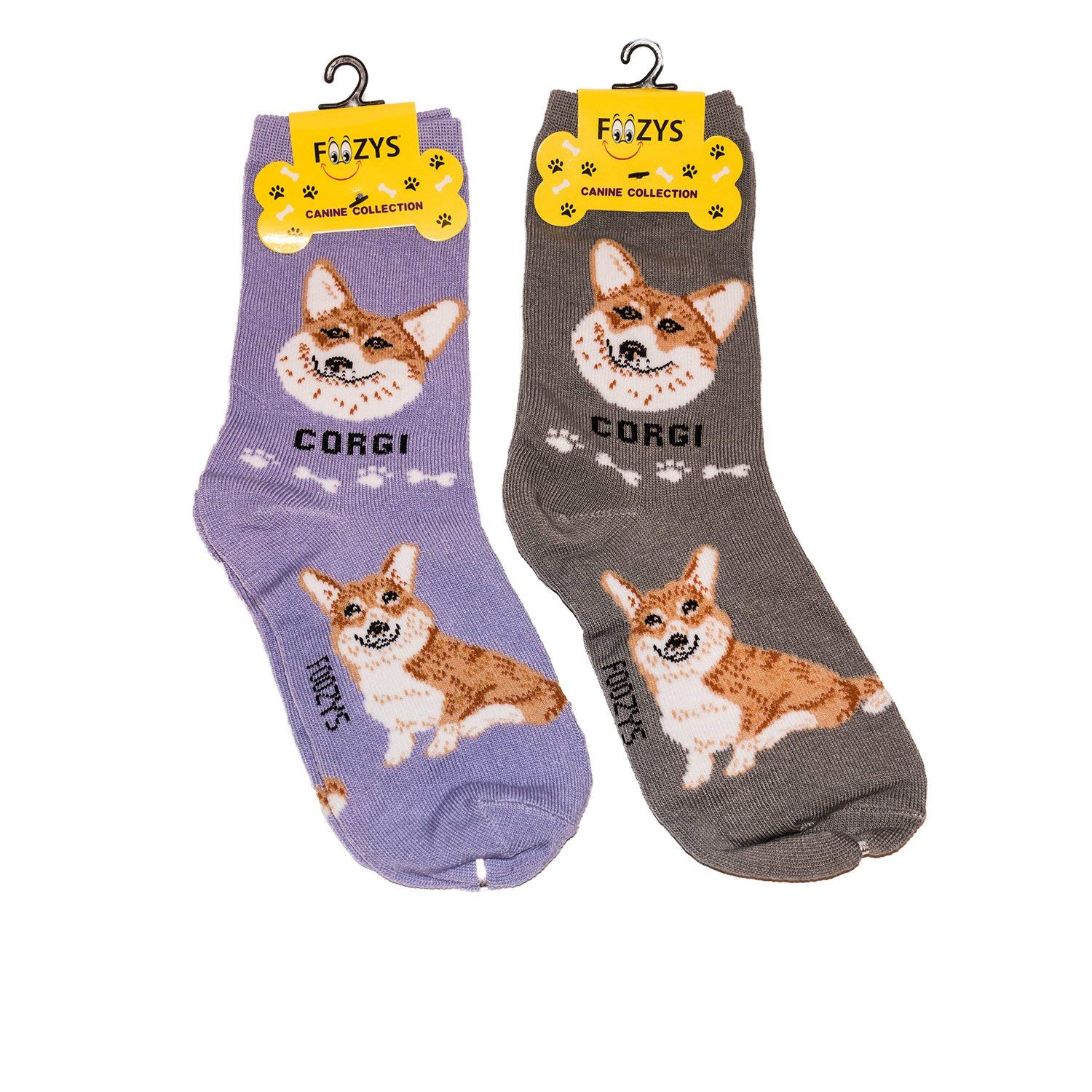 Foozys Unisex Crew Socks | Canine Large & Medium Dog Breed Novelty Sock (2 Pair)