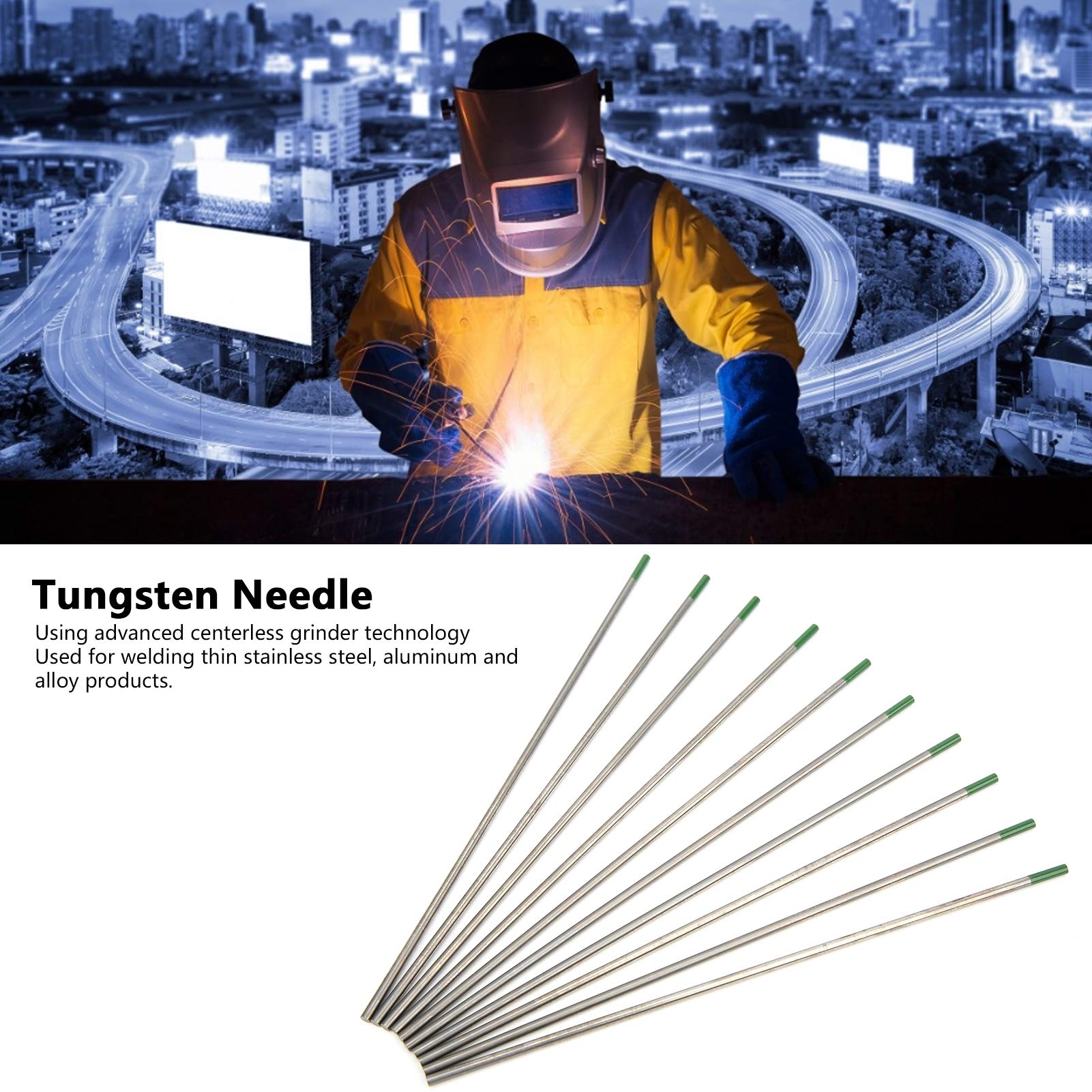 Lot 10 Électrodes Tungstène WP Vert 2,4 Mm × 150 Mm – Électrode Tungstène Pur TIG Soudage Aluminium & Inox