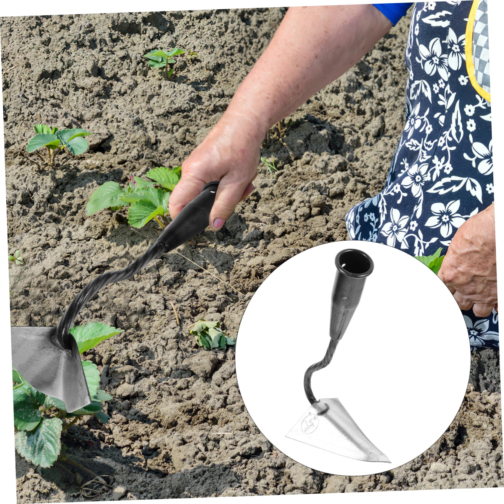 Luxshiny Cabeza de Hierro para Jardinería Profesional de Azada Triangular Herramienta Multifuncional para Deshierbar y Preparar Tierra , Tamaño S para Jardineros
