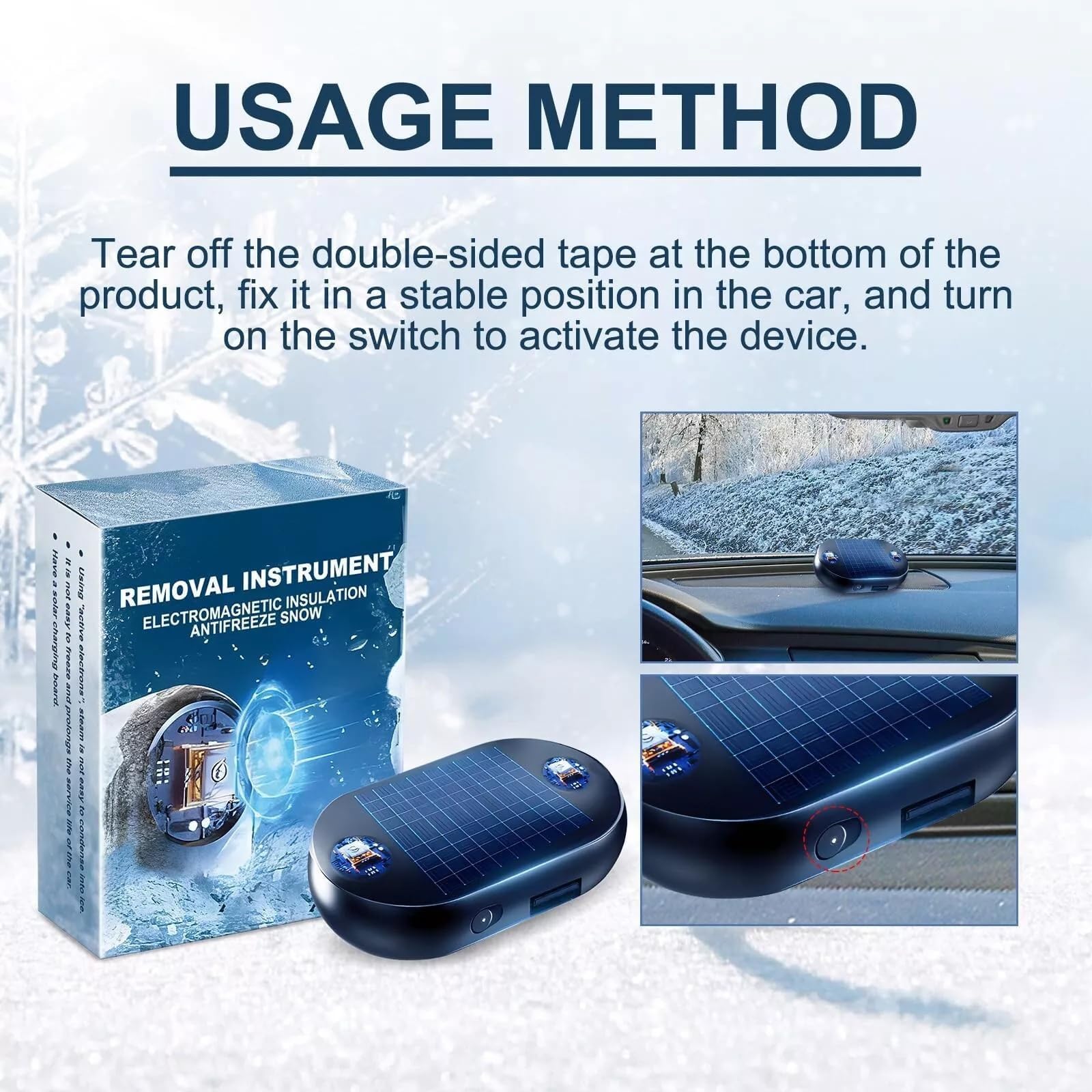 Eliminación de nieve electromagnética: accionamiento solar mejorado, interferencia molecular electromagnética solar, removedor de nieve y nieve, dispositivo anticongelante para coche (2 piezas)