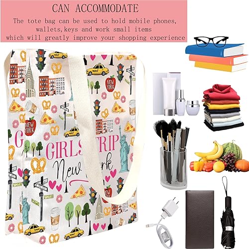 Miniatura 6 de POFULL Nueva York Vacaciones Regalo Viaje Nueva York Cremallera bolsa Viaje Cosméticos Bolsa, Bolso tote de viaje para niñas Nueva York