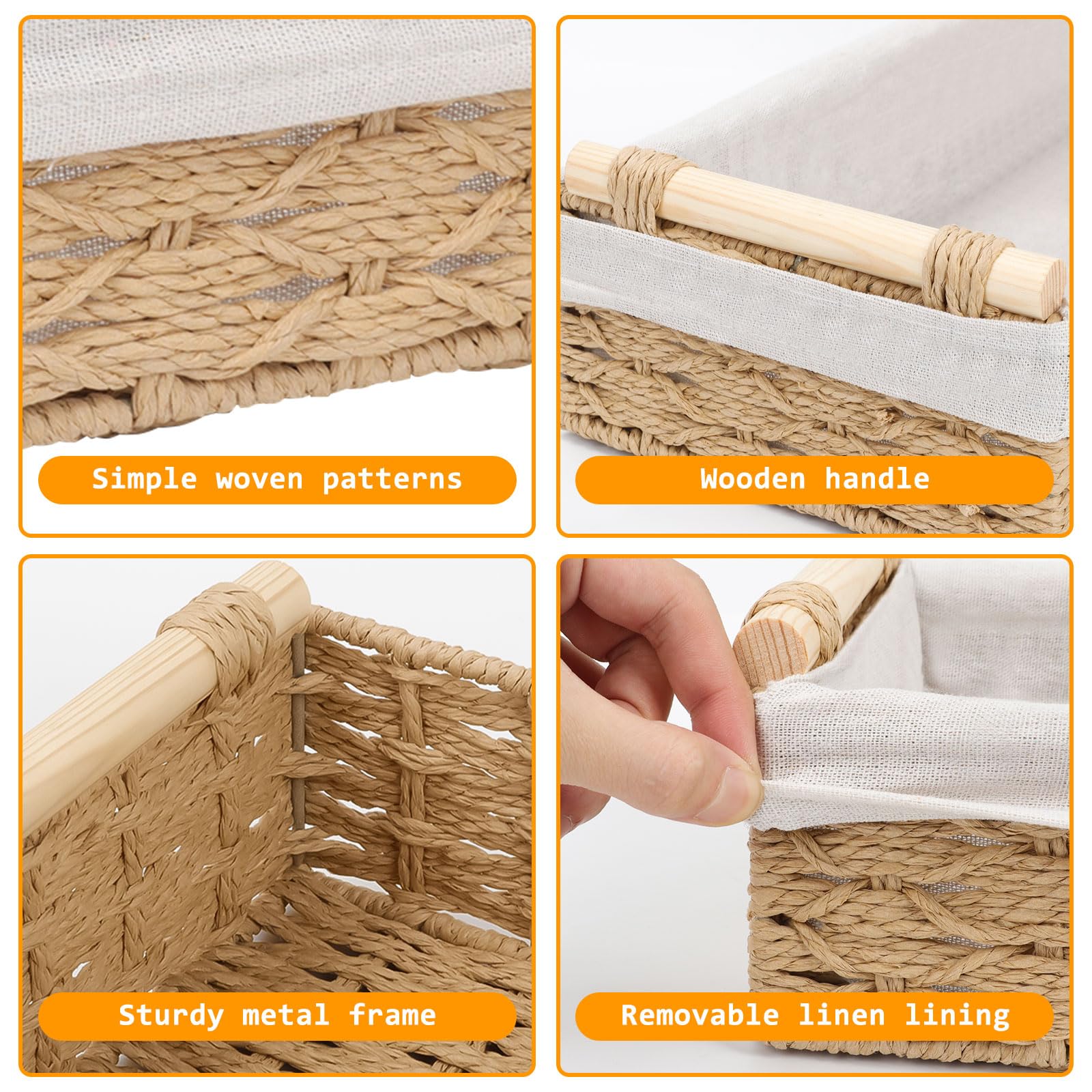 GAESHOW 2 cestas de almacenamiento trenzadas, cestas organizadoras, cestas decorativas para estantes, cestas de almacenamiento para baño, cocina, hogar, escritorio (beige)