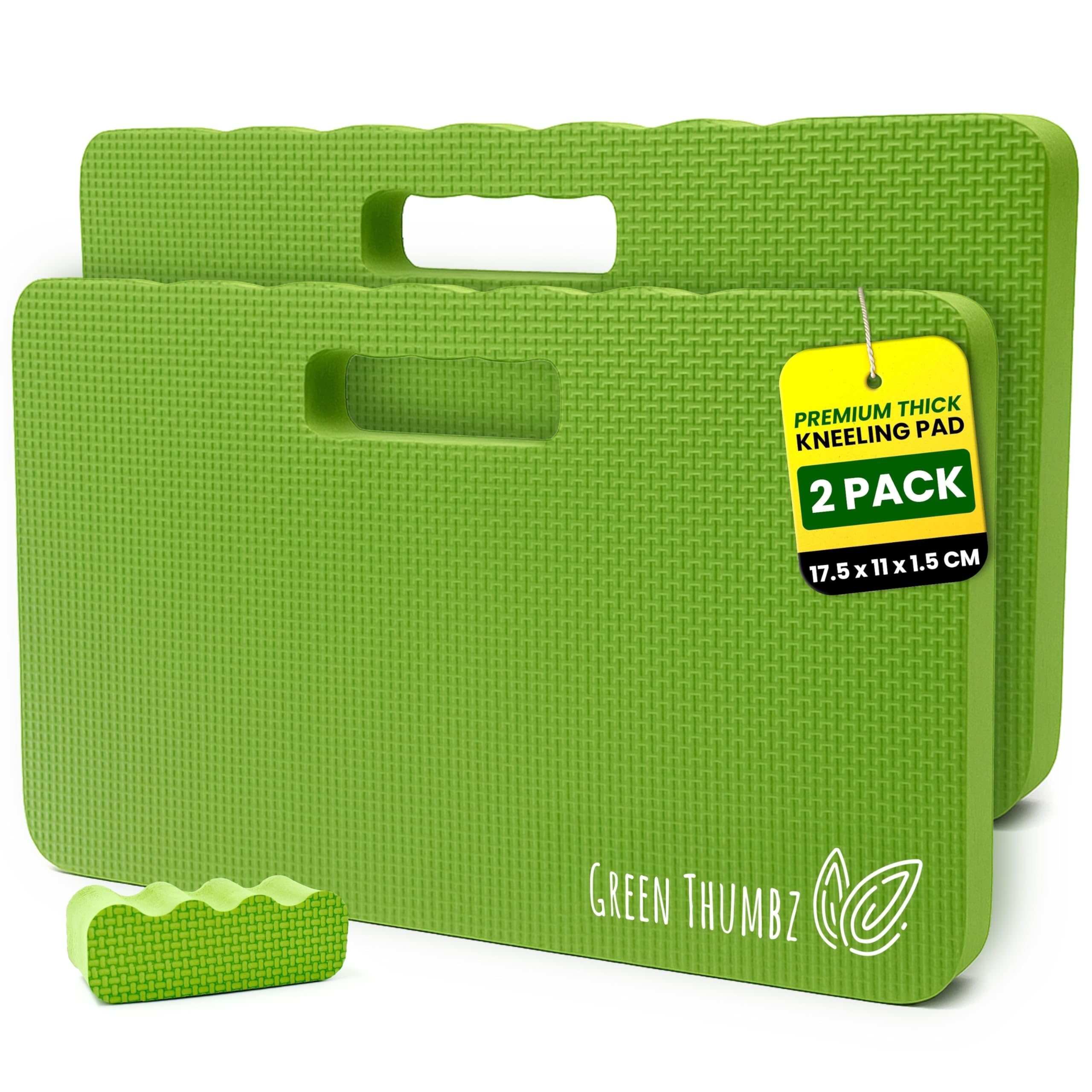Green Thumbz Kneeling Pad - 2 Pack Thick and Soft Garden Kneeling Pad - High Density Foam Kneeling Pads for Gardening, Exercise, House Repairs and Yoga (Green)