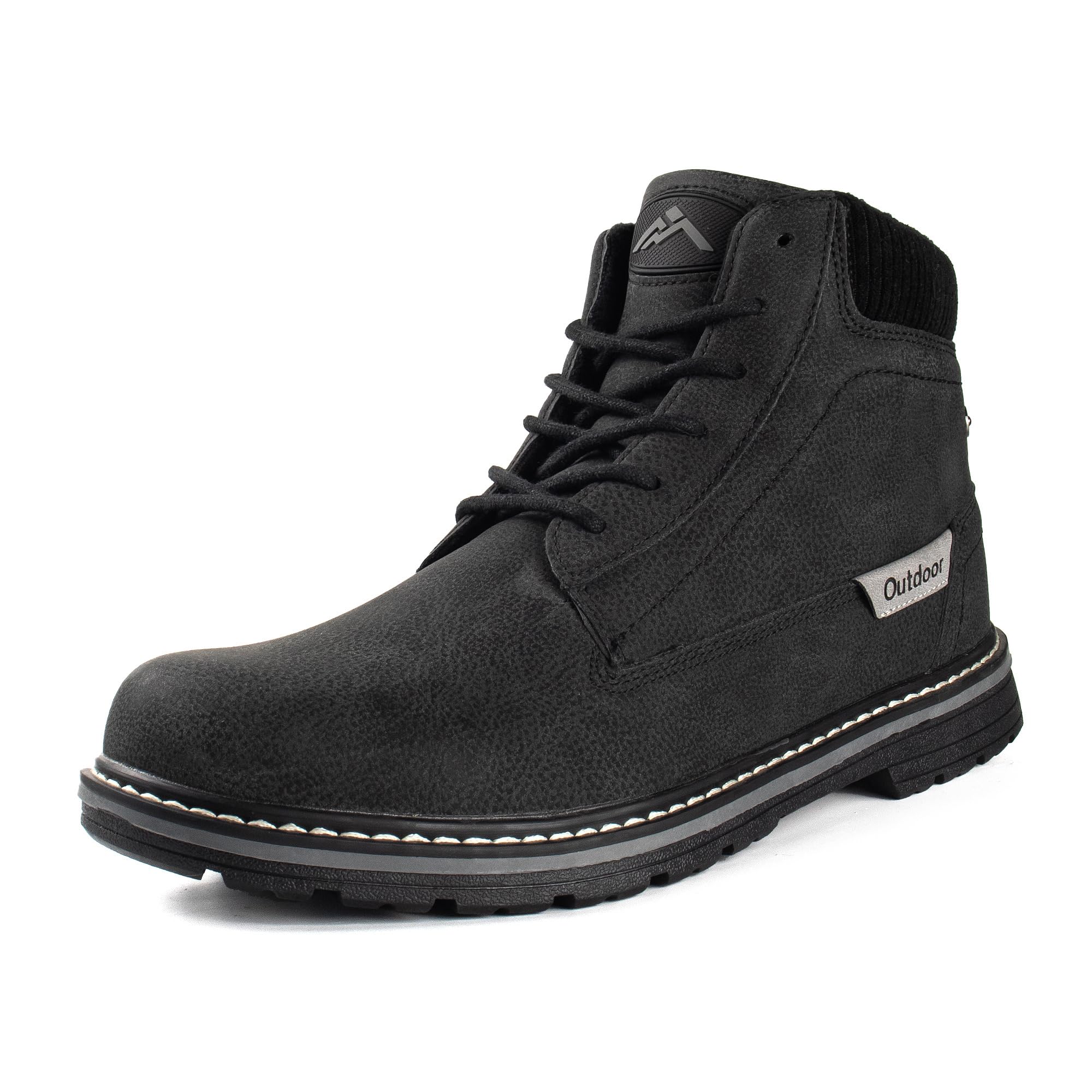 CC-Los Men's Winter Snow Boots with Sherpa Fleece Lining Waterproof Slip-Resistant Insulated Black Size 12.5