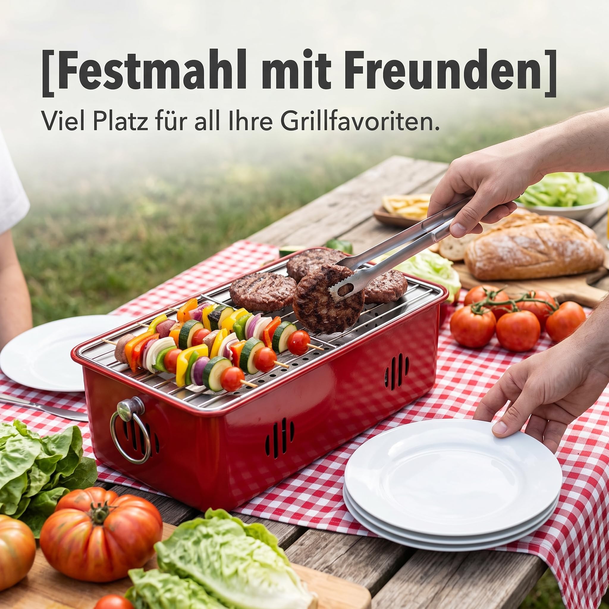 Grill a Carbone Portatile, Grill Barbecue in Metallo per Campeggio e Picnic, per Amici