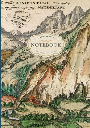 Dual Notebook Blank And Lined A4 | Vintage Mountain Print | Travel Notebook Journal | Softcover, Ivory White Paper, 100 Pages