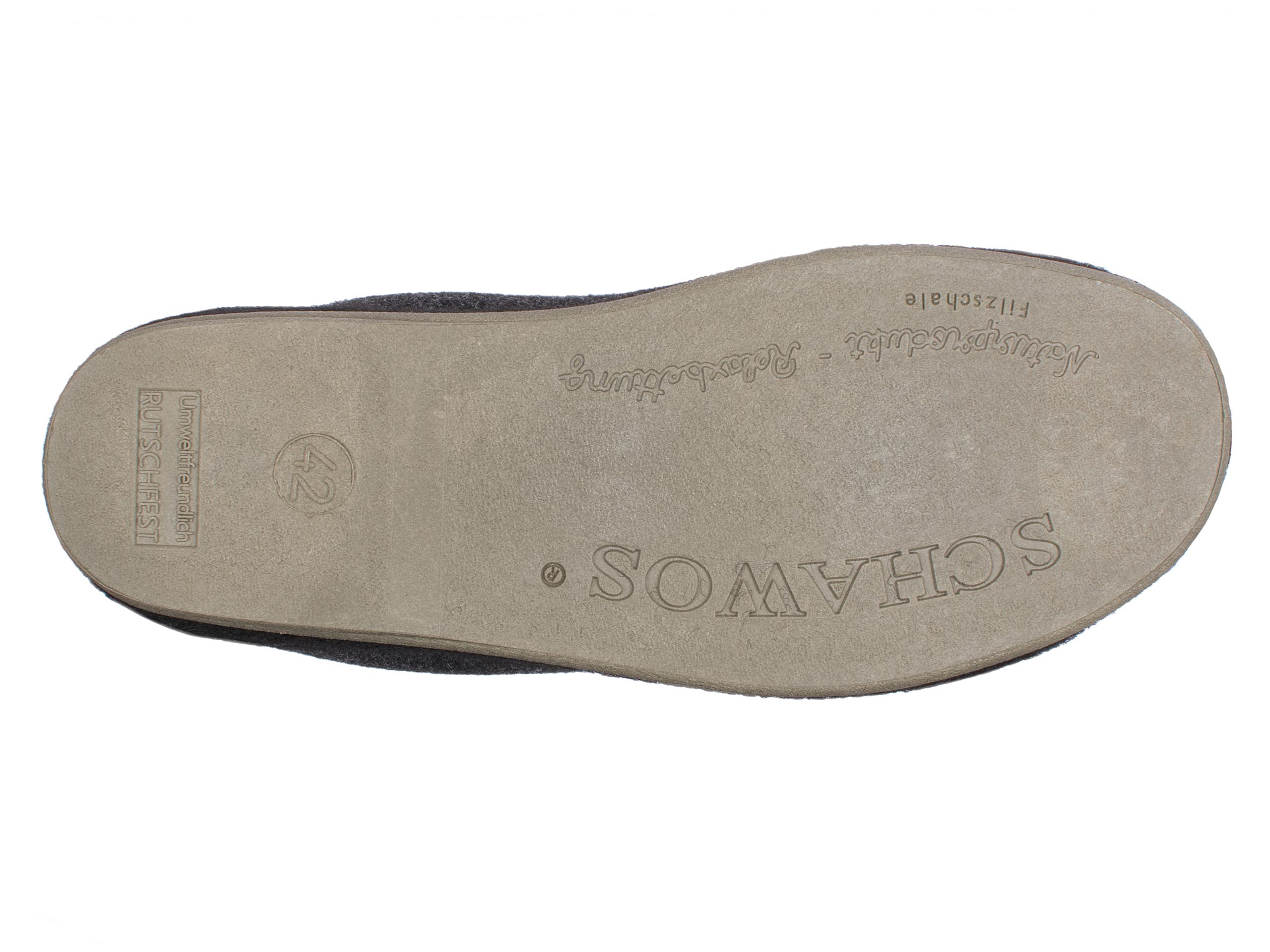 SCHAWOS Herren Gefütterter Filz Hausstiefel 6060, Warmer Winter Hausschuh Mit Schurwoll-Futter, Feste Rutschhemmende Sohle, Anatomisch Geformtes Fußbett, Großer Klettverschluss, Komfort Für Zuhause