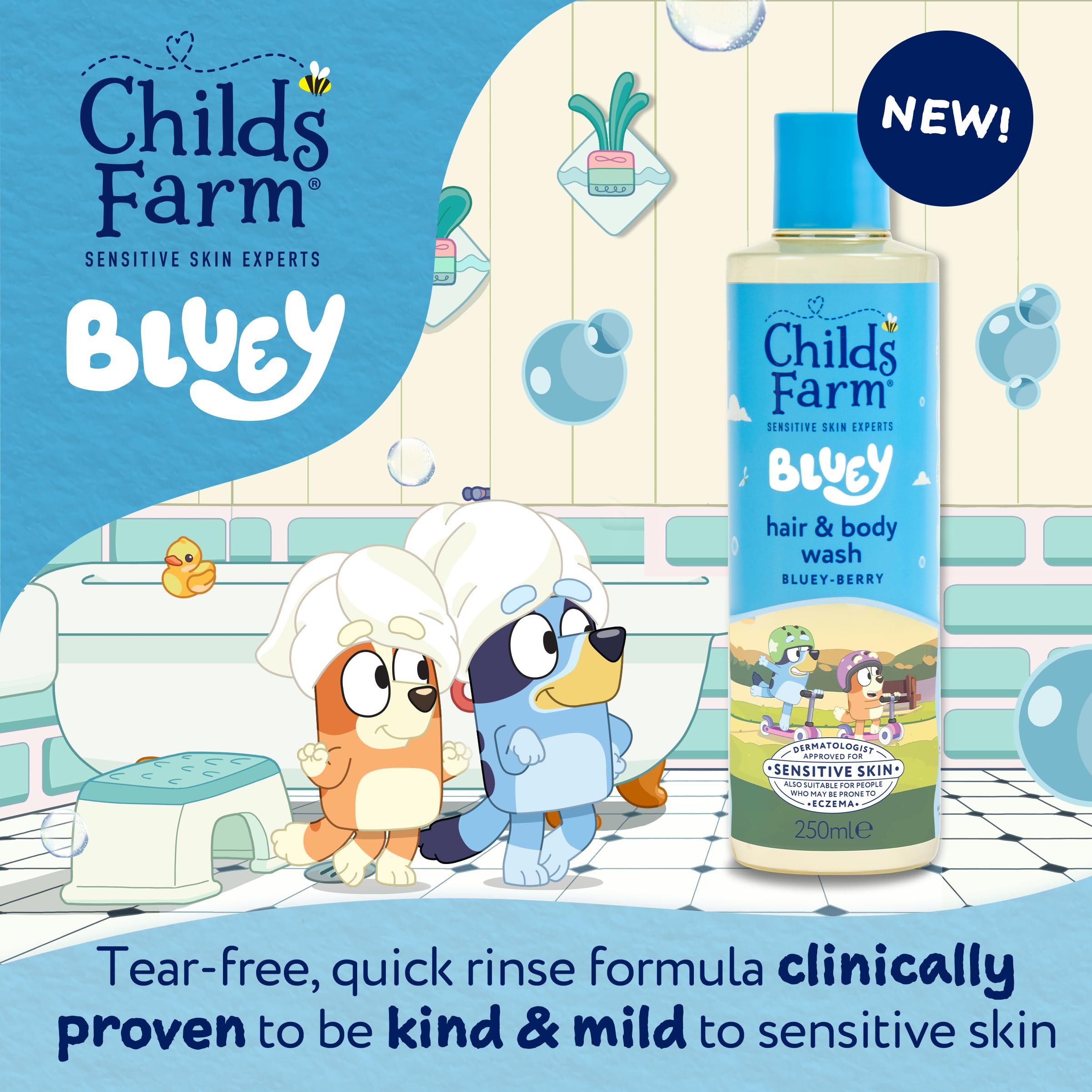 Childs Farm Kids Bluey Hair & Body Wash, Bluey-Berry | Tear-free, Gently Cleanses | Suitable for Dry, Sensitive Skin, 250ml — view 9