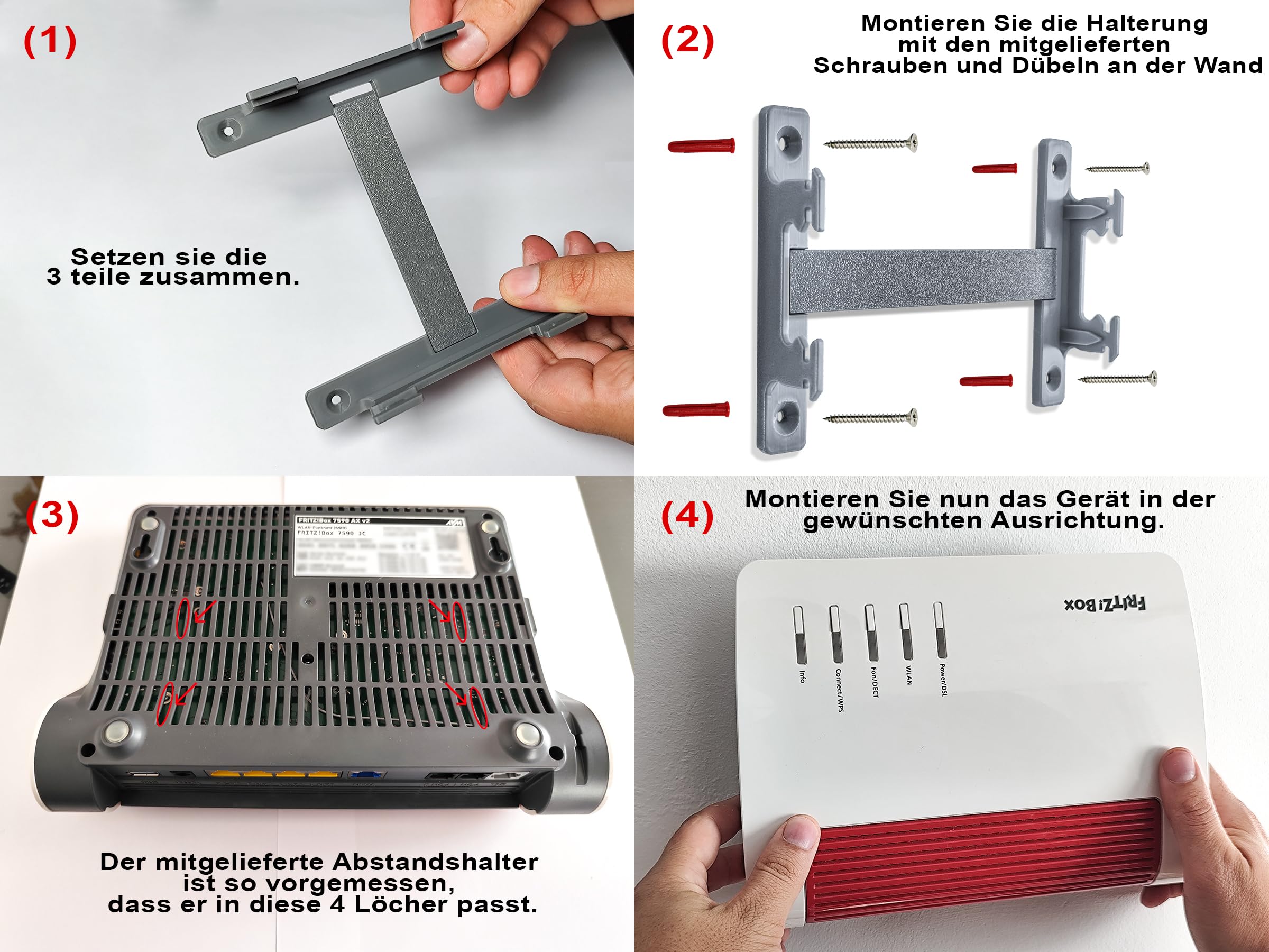 Supporto Da Parete Fritzbox AVM FRITZ!Box 5690 1&1 Nero Inclusi Viti E - Foto 6