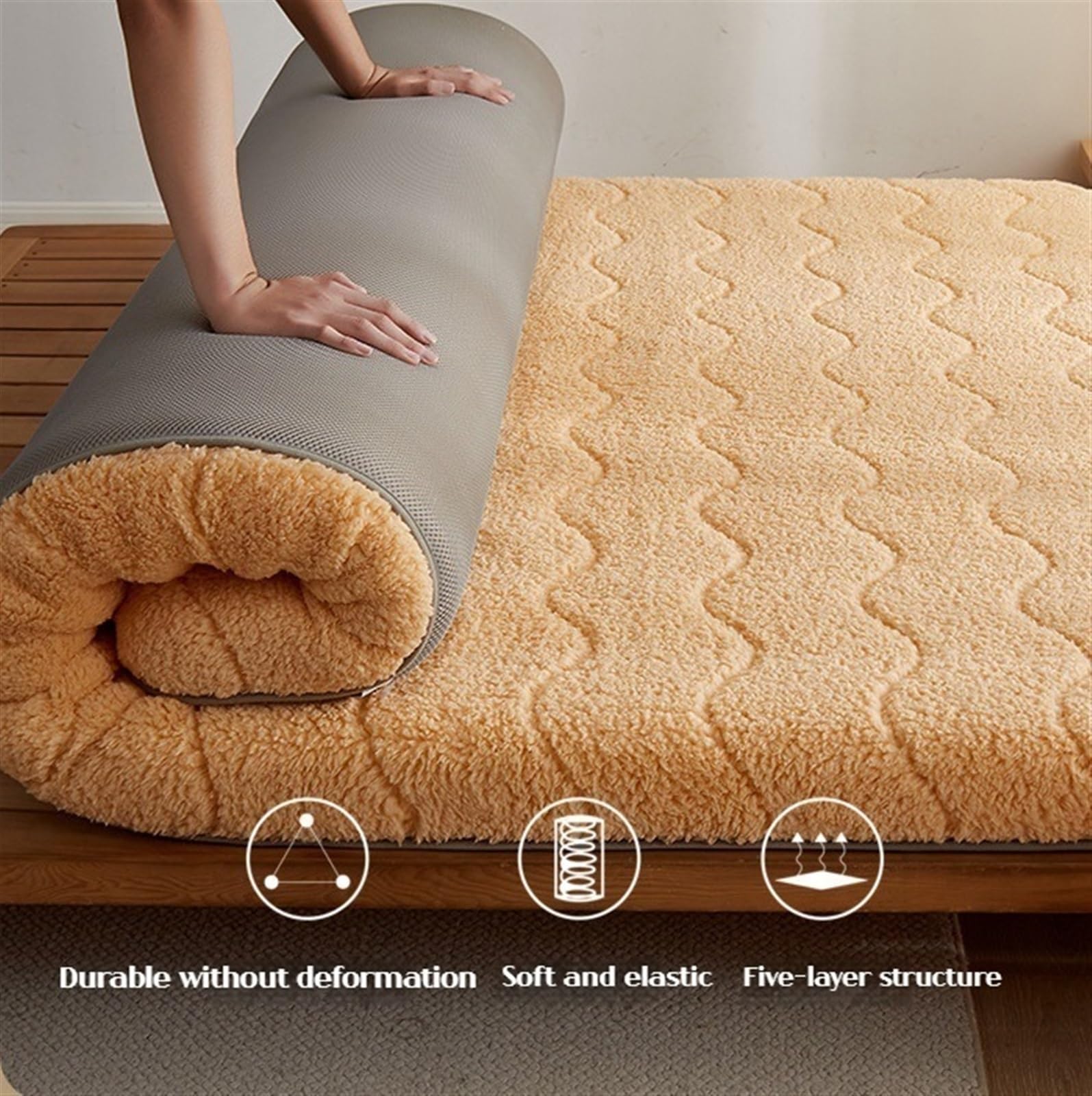 Colchón De Futón, Colchón De Suelo Japonés Doble Individual, Plegable Colchoneta para Dormir, Colchón Enrollable para Invitados Camping (Color : White, Size : 120 * 200cm)
