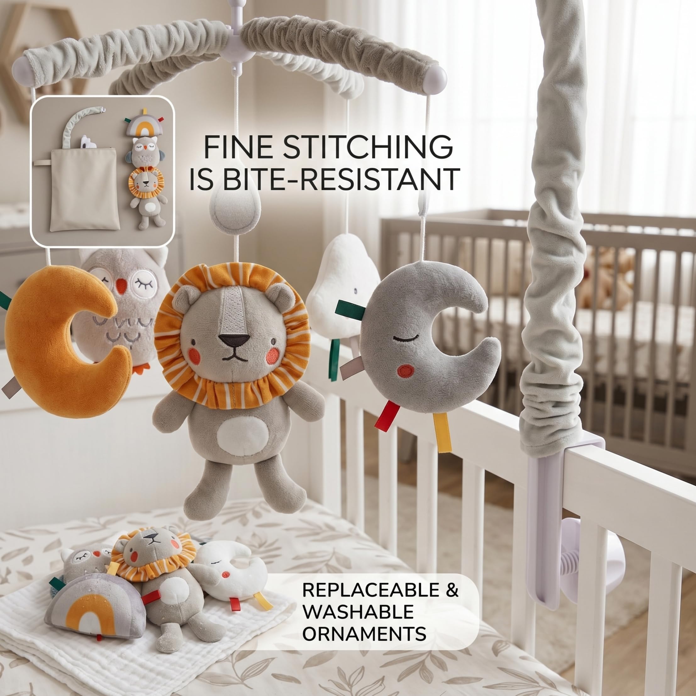 Móviles, Móvil para Cuna de Bebé, Juguete Colgante para Cuna Relajante Giratorio con Sonido Lavable y Suave Móvil para Bebé para Niñas y Niños