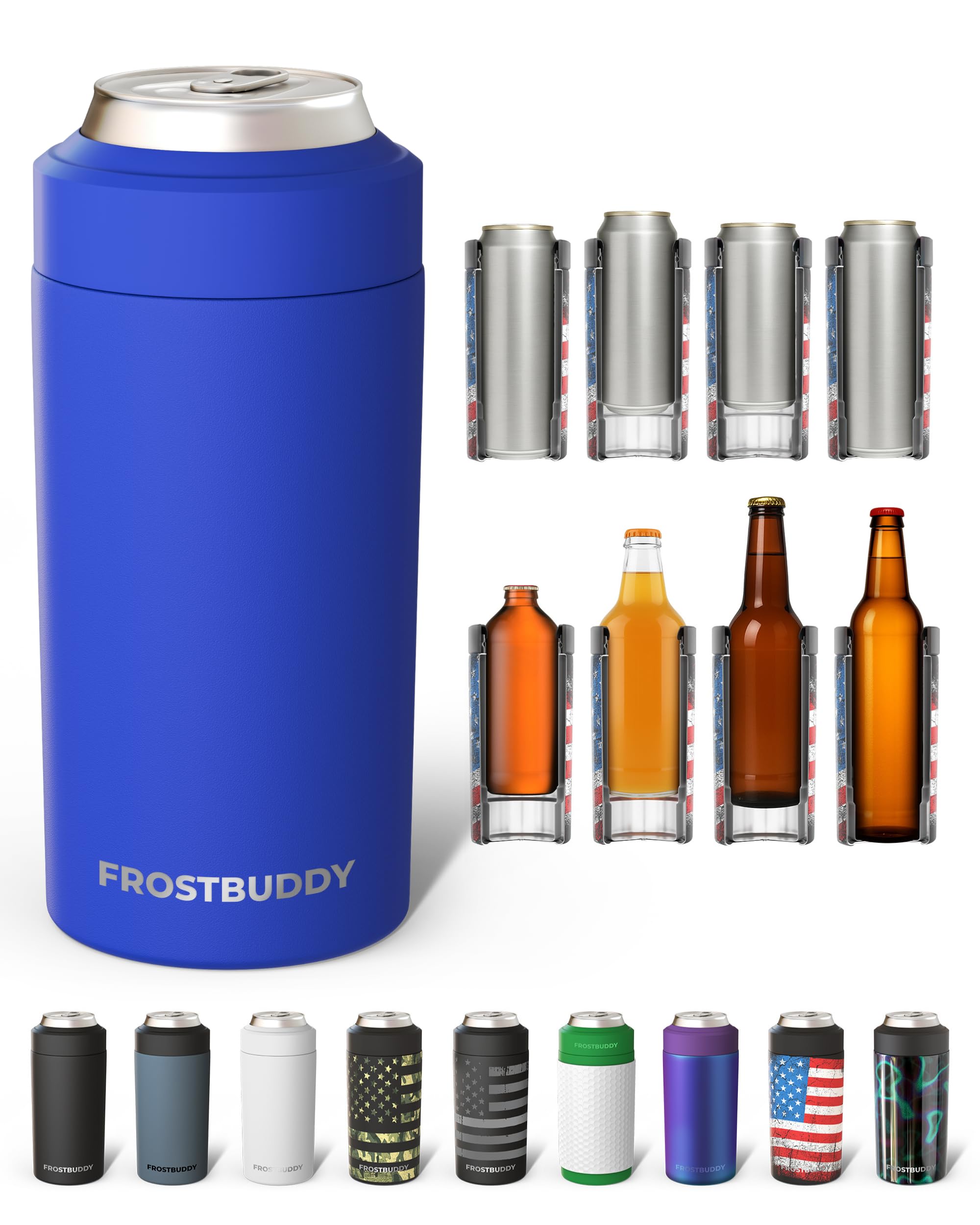 Frost Buddy Universal Can Cooler - Fits Slim Cans, 12 &amp; 16oz (Royal)