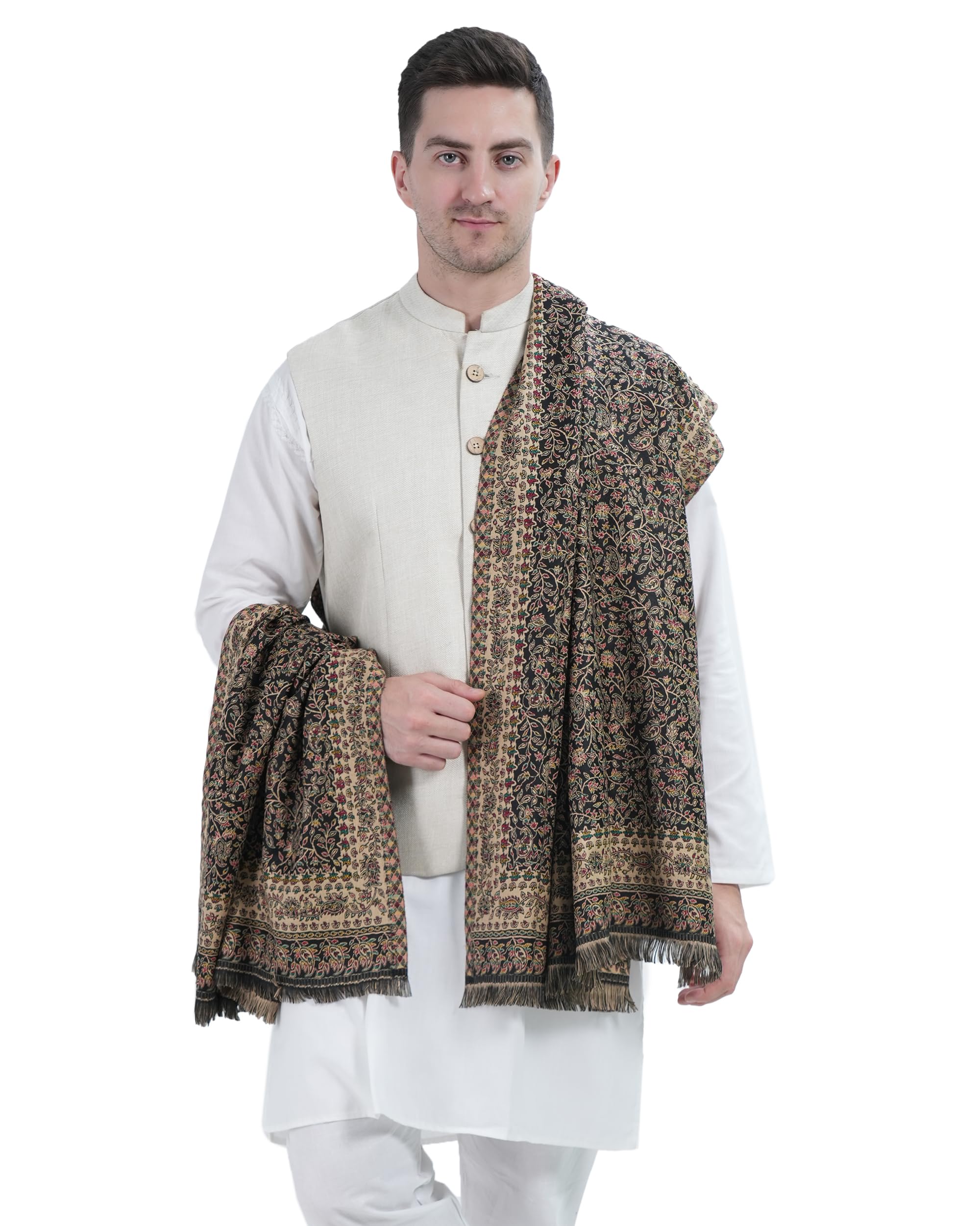 Men's Kaani Weave Kashmiri Woolen Jamawar Design Warm Shawl for Gents-picture-40