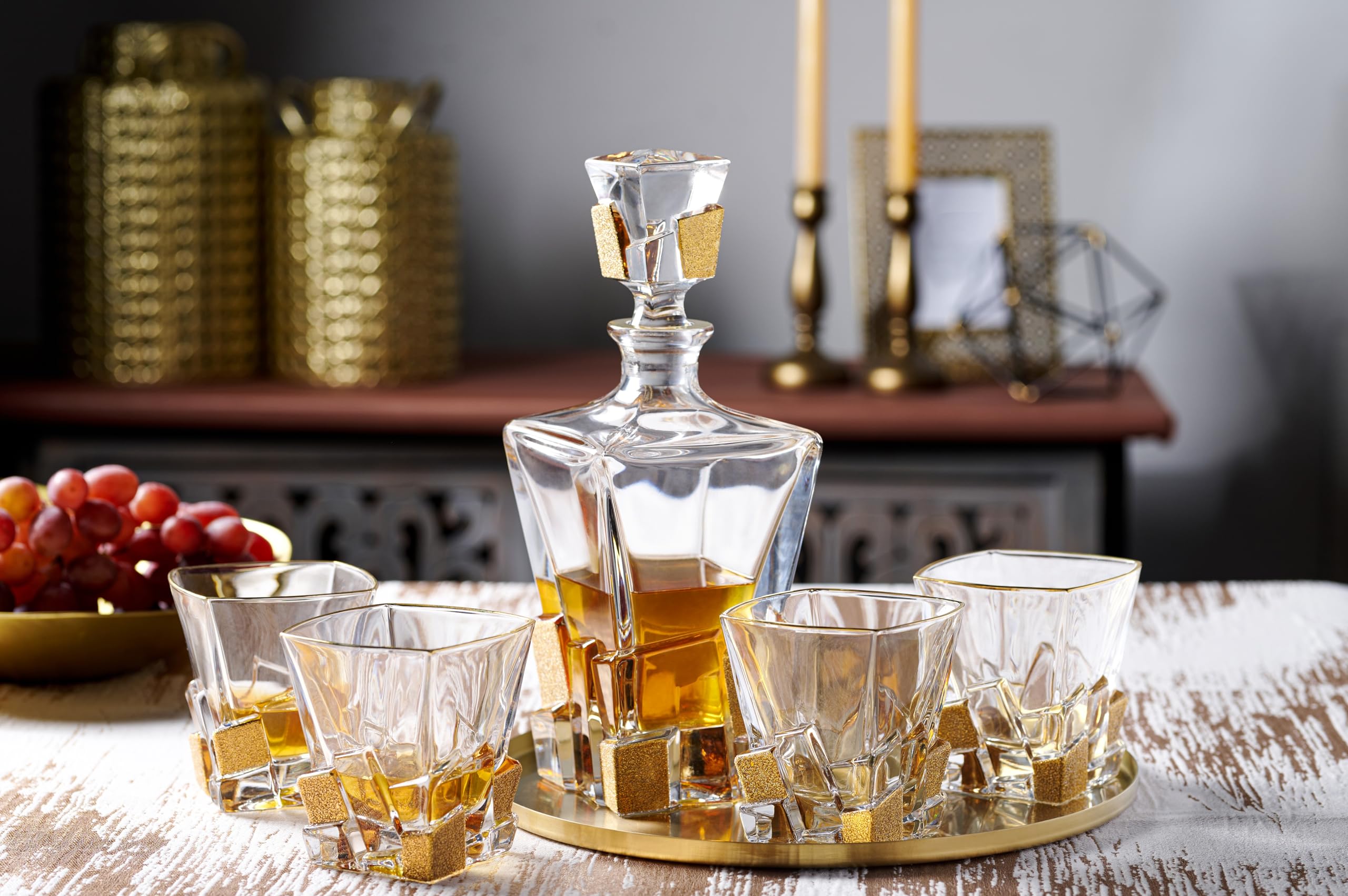 Barski Crystal Whiskey Decanter With Ice Cube Design Zambia