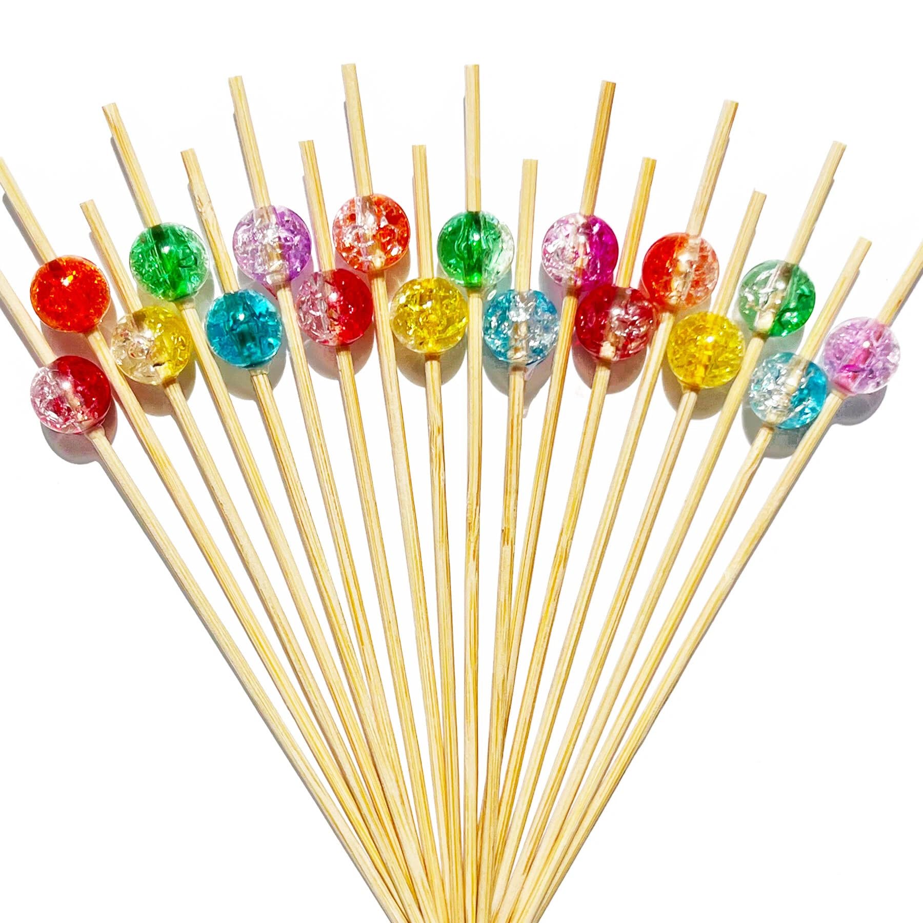 100 Pcs Colorful Pearl Cocktail Picks, Fancy Toothpicks for Appetizers