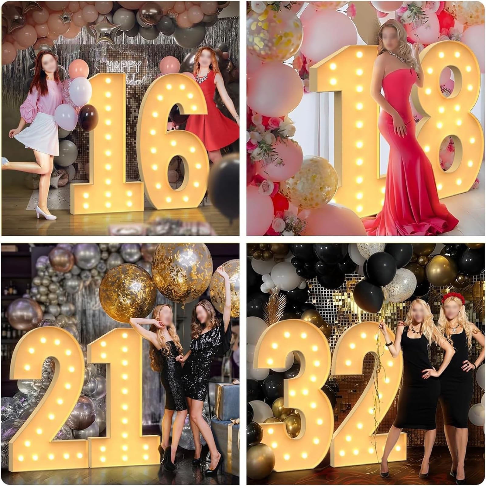 SeñAl Luces Letras Led Decorativas, Letrero 0-9 DíGitos Luces, 2025 Decoraciones GraduacióN para La Pared Fiesta CumpleañOs Boda DecoracióN Bar Casa NavideñO,120cm,7