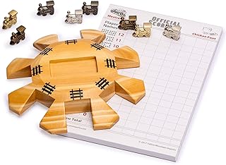 Best Yellow Mountain Imports Mexican Train Dominoes Accessory Set (Wooden Hub Centerpiece, Metal Train Markers, and Scorepad) Reviews