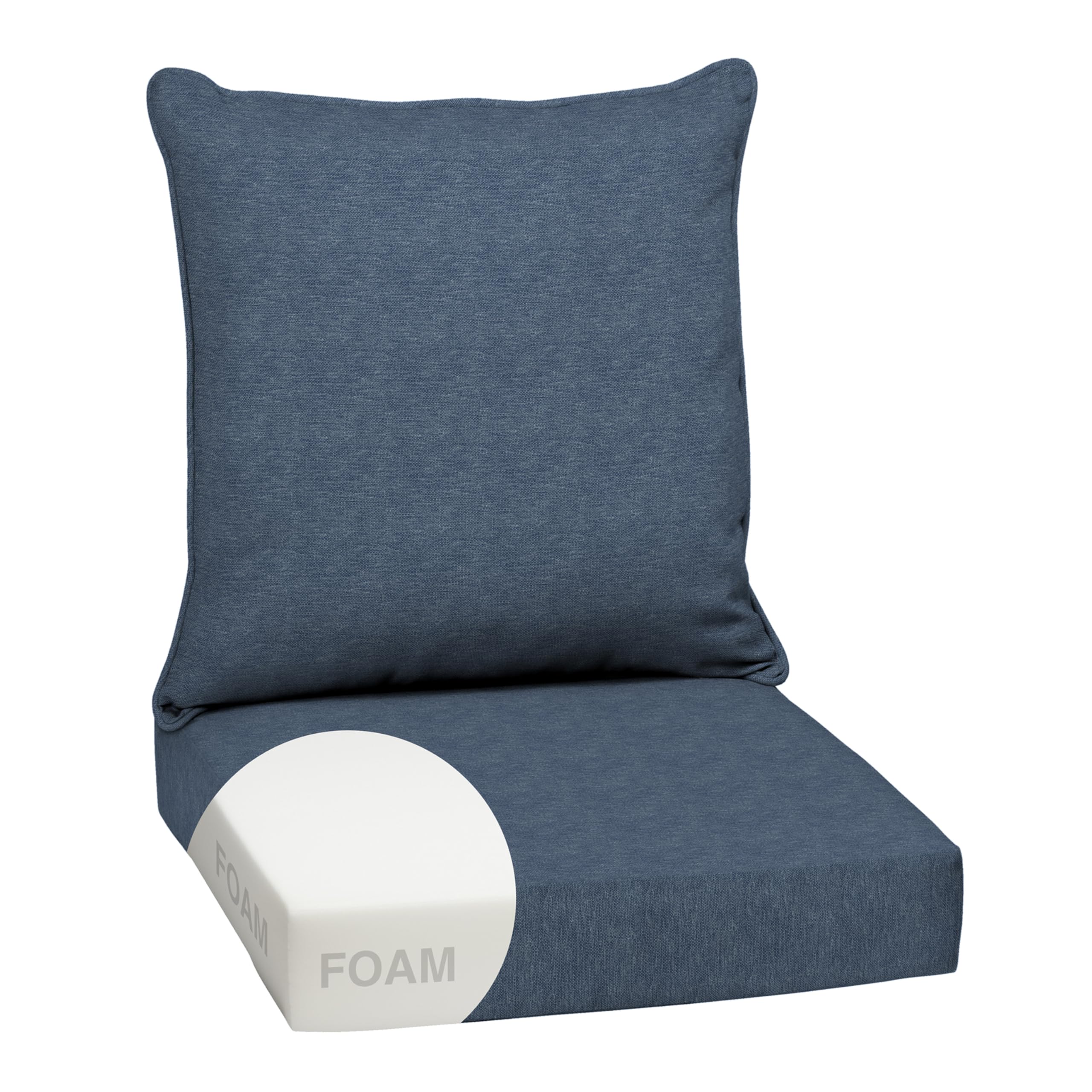 Arden Olefin Outdoor Foam Deep Seat Cushion Set, 24 in x 24 in, Weather-Proof, Rain-Proof, Fade Resistant Patio Cushion, Deep Seat Bottom and Back Cushion for Chair, Sofa, and Couch Denim Alair — image 1