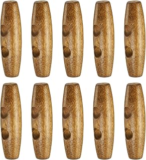 HARFINGTON 10pcs Wooden Toggle Buttons 45mm / 1.8" Wood Olive Sewing Buttons 2-Hole Wood Horn Oval Buttons Sewing Accessories for Coat Sweaters Clothing DIY Craft, Medium Brown