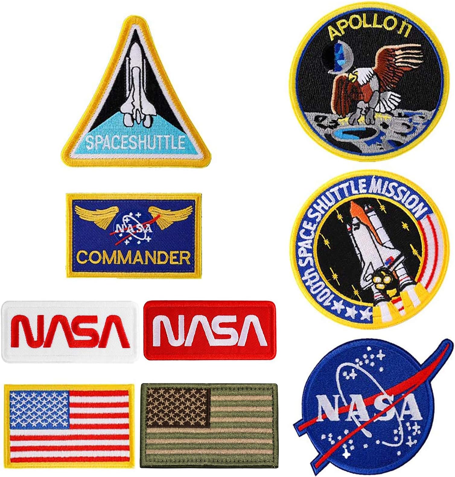 NASA Patches,NASA Patches Set,NASA Patches,NASA Patches Iron On,US Flag Patch 9 Pieces