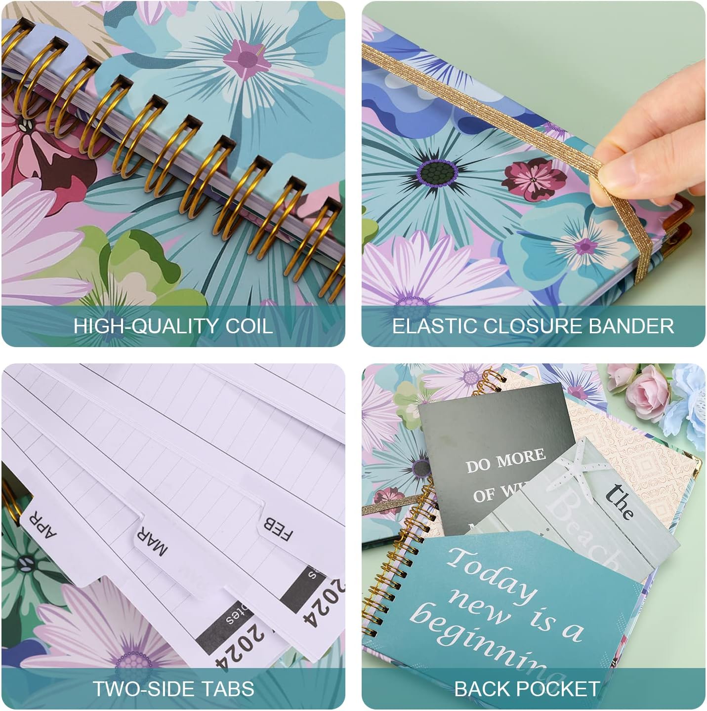 2023-2024 Monthly Planner, Weekly Monthly Planner 2023-2024 with Tabs, July 2023 - June 2024 Daily Planner with Color Pen, Sticky Notes, Stickers and Bookmark, 6.2" x 8.5", Elastic Closure, Inner Pocket - Colorful Floral : Office Products
