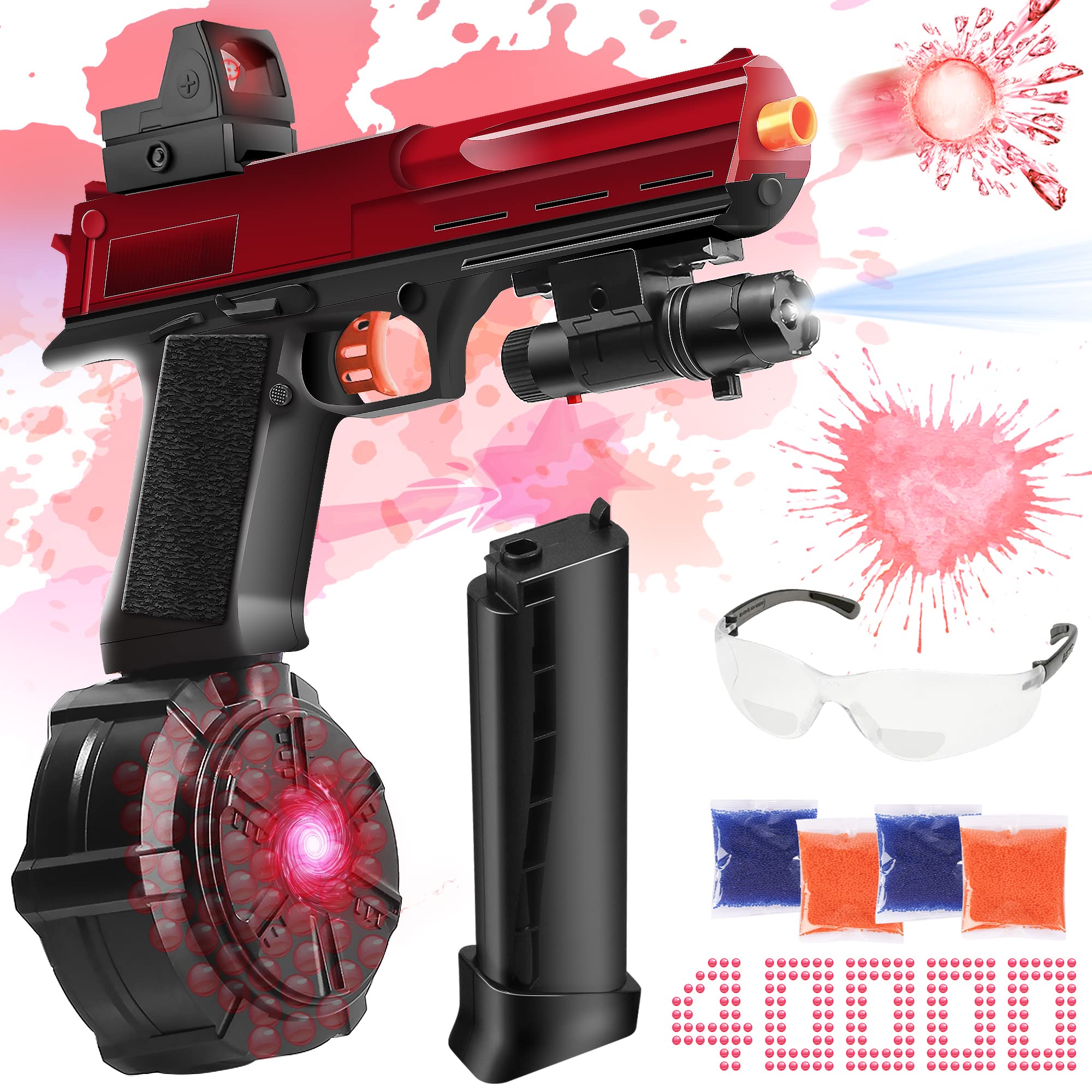JMX2 Gel Ball Blaster Pistol with Drum, Manual & Automatic Dual Mode, Linked Shooting Effect