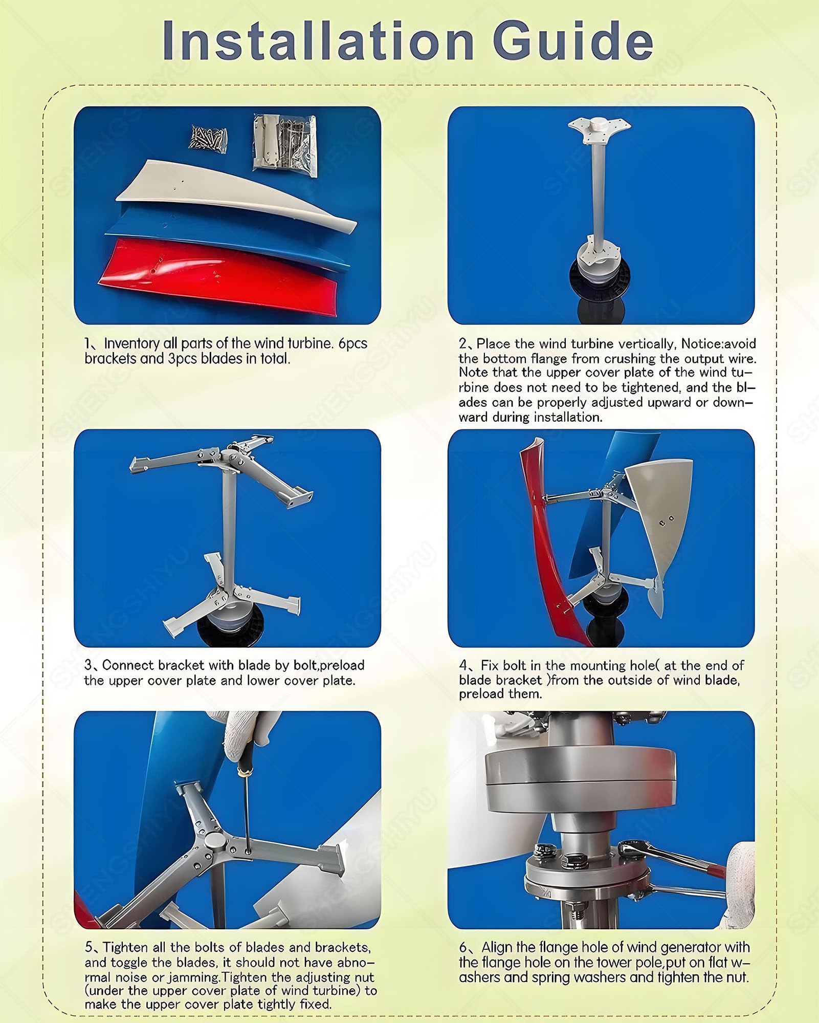 Turbina Wiatrowa do Ogrodu,Generator Wiatrowy z Falownikiem,3-łopatowa Spiralna Oś Pionowa,średnica 620mm,Wysokość 900mm,Rozruch Przy Słabym Wietrze,Solidna I Trwała 12000W-24V