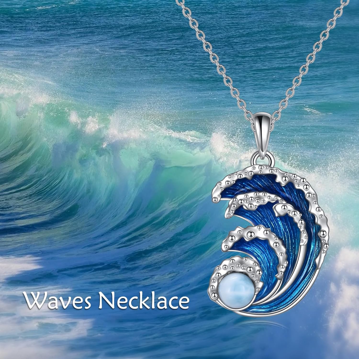 AXELUNA Wave Necklace Sterling Silver Ocean Wave Jewelry for Women Girls Mother Wife - Image 6