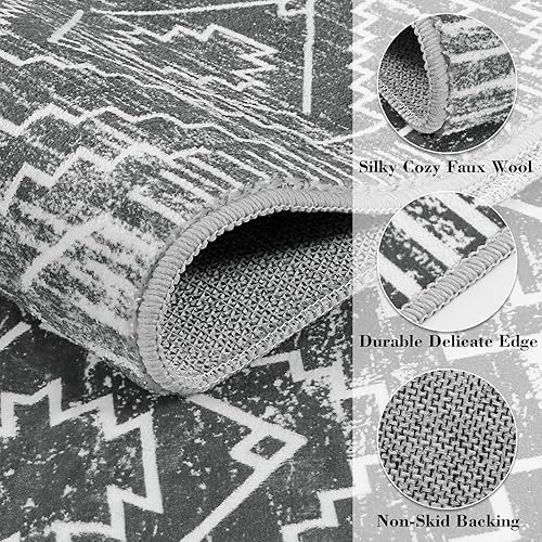 Miniatura 2 de Wonnitar Alfombra geométrica marroquí - Gris, 5x7