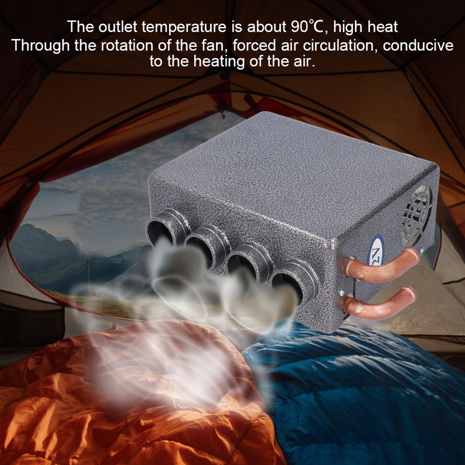 12V Auto Hilfsheizung, 80W Tragbare Autoheizung 4-Loch Schnellheizlüfter Scheibenenteiser Entfroster Universal Entfroster Heizung