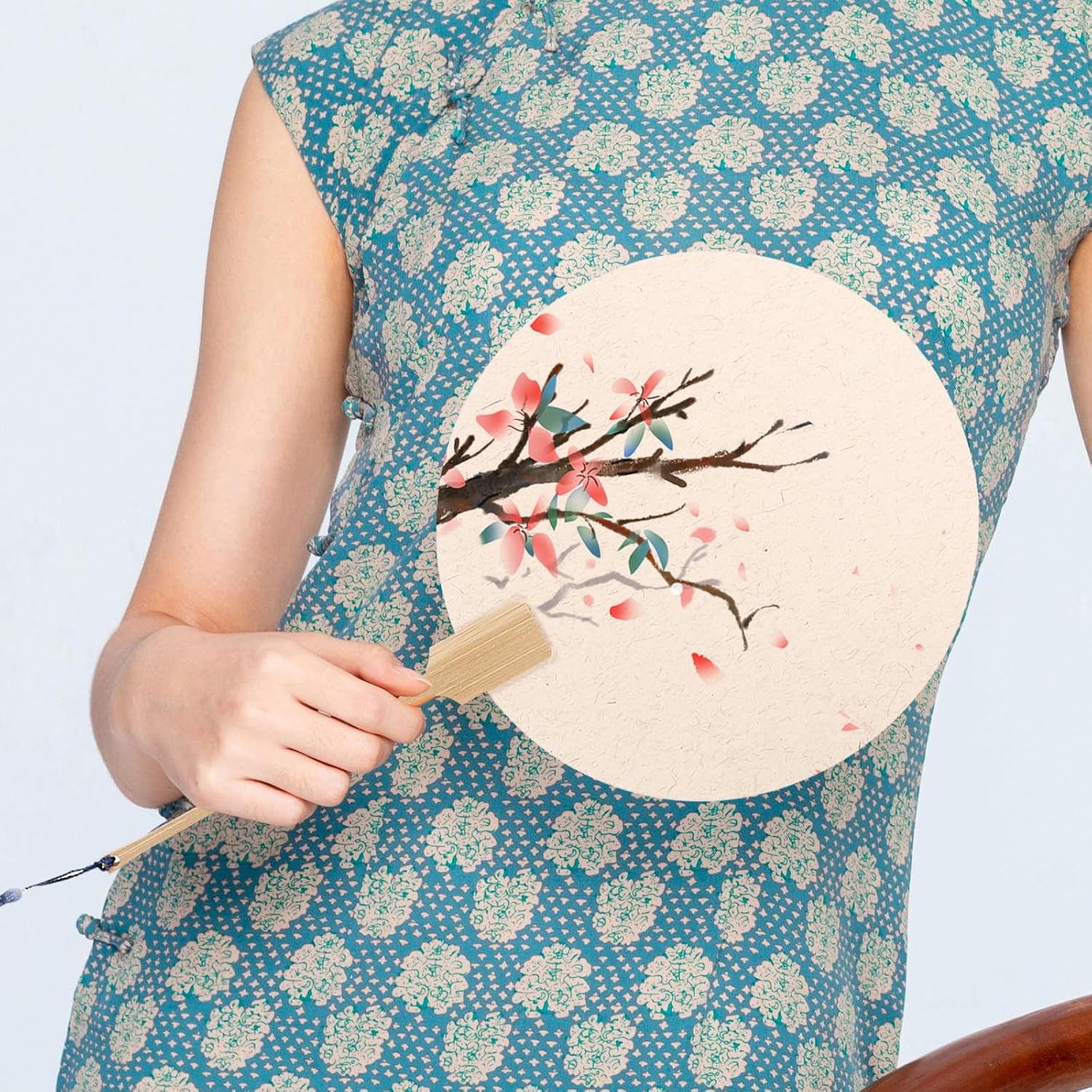 Garneck 5pcs DIY Blank Paper Hand Fans for Painting and Graffiti, Traditional Vintage Style Handheld Fans Made of Paper and Wood, for Wedding Ceremony and Banquet Decoration Color
