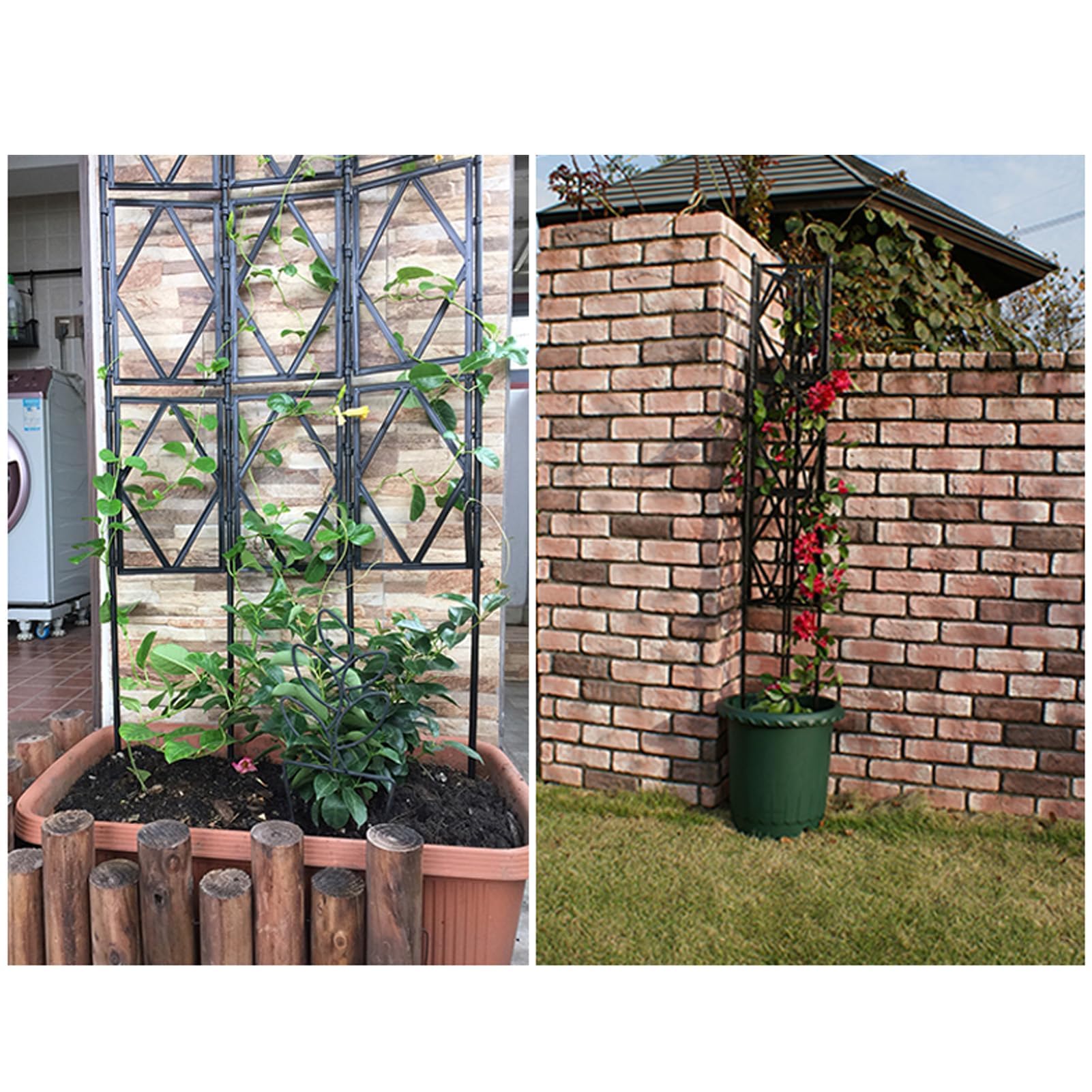 Rose Rankgitter Metall 3er Set,PP Resin Plastic Faltbares Design Hoch 220cm Rankhilfe Pergola für Rasen/Hinterhof/Terrasse Kletterrosenpflanzen Garten Decoration,Black-220 * 60cm(87 * 24in)