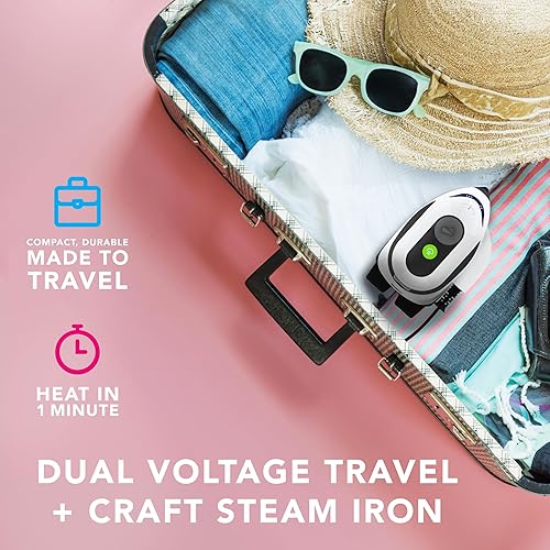 Miniatura 6 de Steamfast Plancha de vapor modal de doble voltaje, placa de suela antiadherente que aborda las arrugas difíciles, control de temperatura, tiempo de