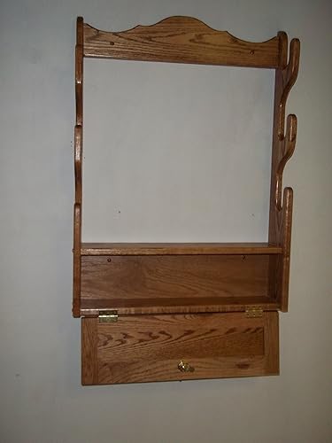 Miniatura 5 de handmade Estante para 3 pistolas con compartimento de almacenamiento de bloqueo ~ Acabado de roble dorado