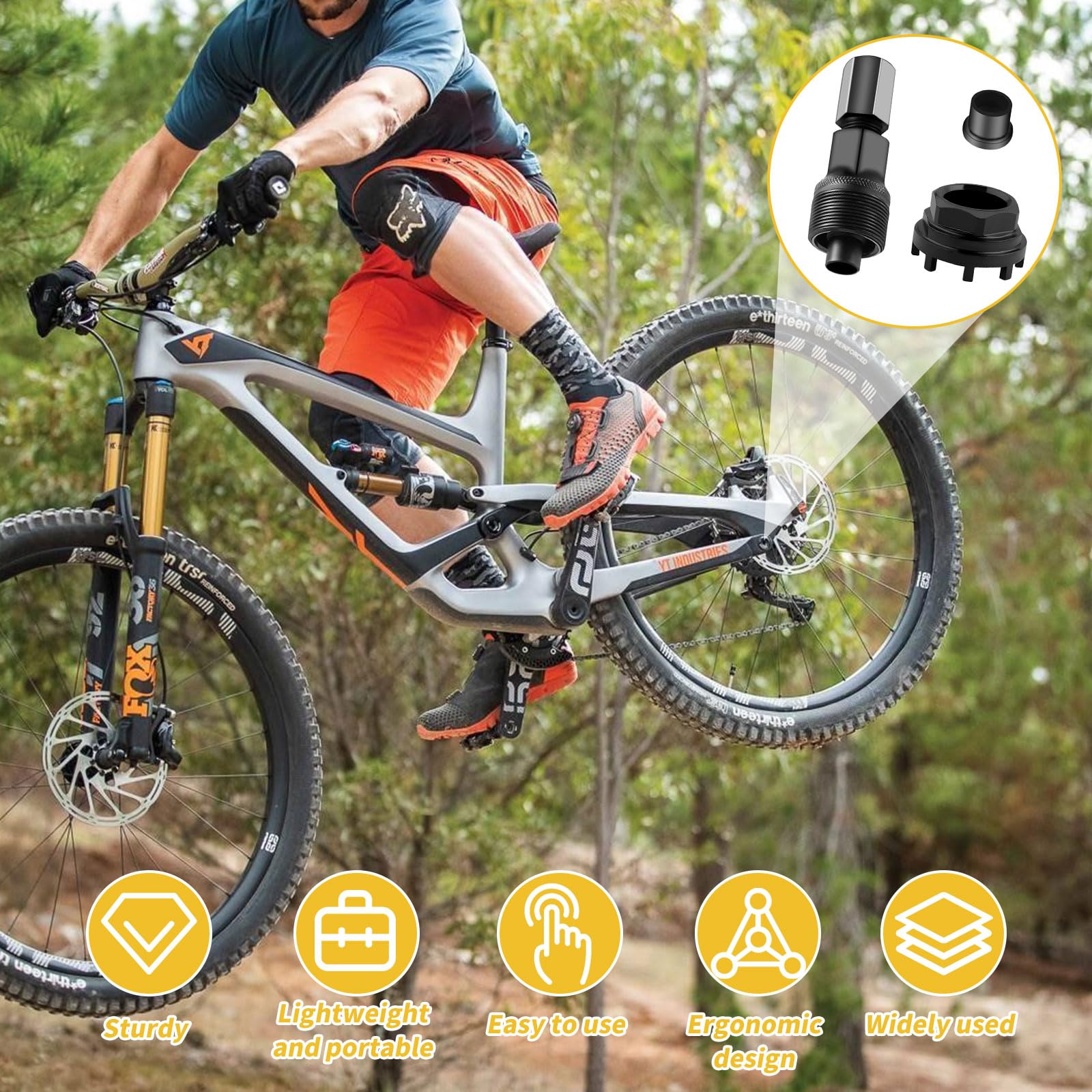 Estrattore Pedivella Bici Universale 42mm - Kit Rimozione Manovella Con Anello Di Chiusura A 8 Denti E Copertura Doppia Funzione