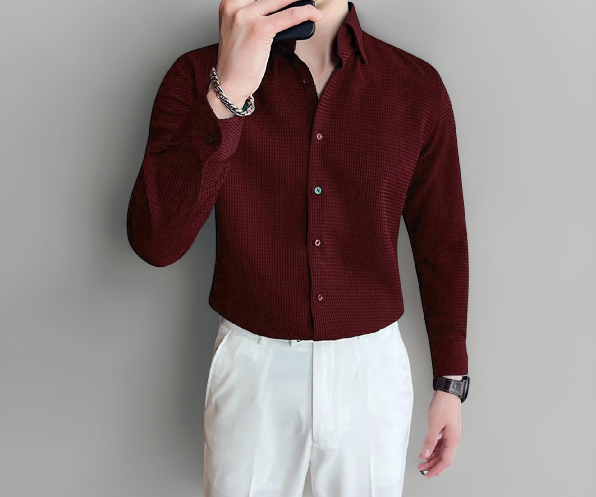 Men's Formal Button Down Shirt – Slim Fit Shirt's for Men | Textured Long Sleeve Polycotton| Business & Meeting Ready (Available in Plus Size)
