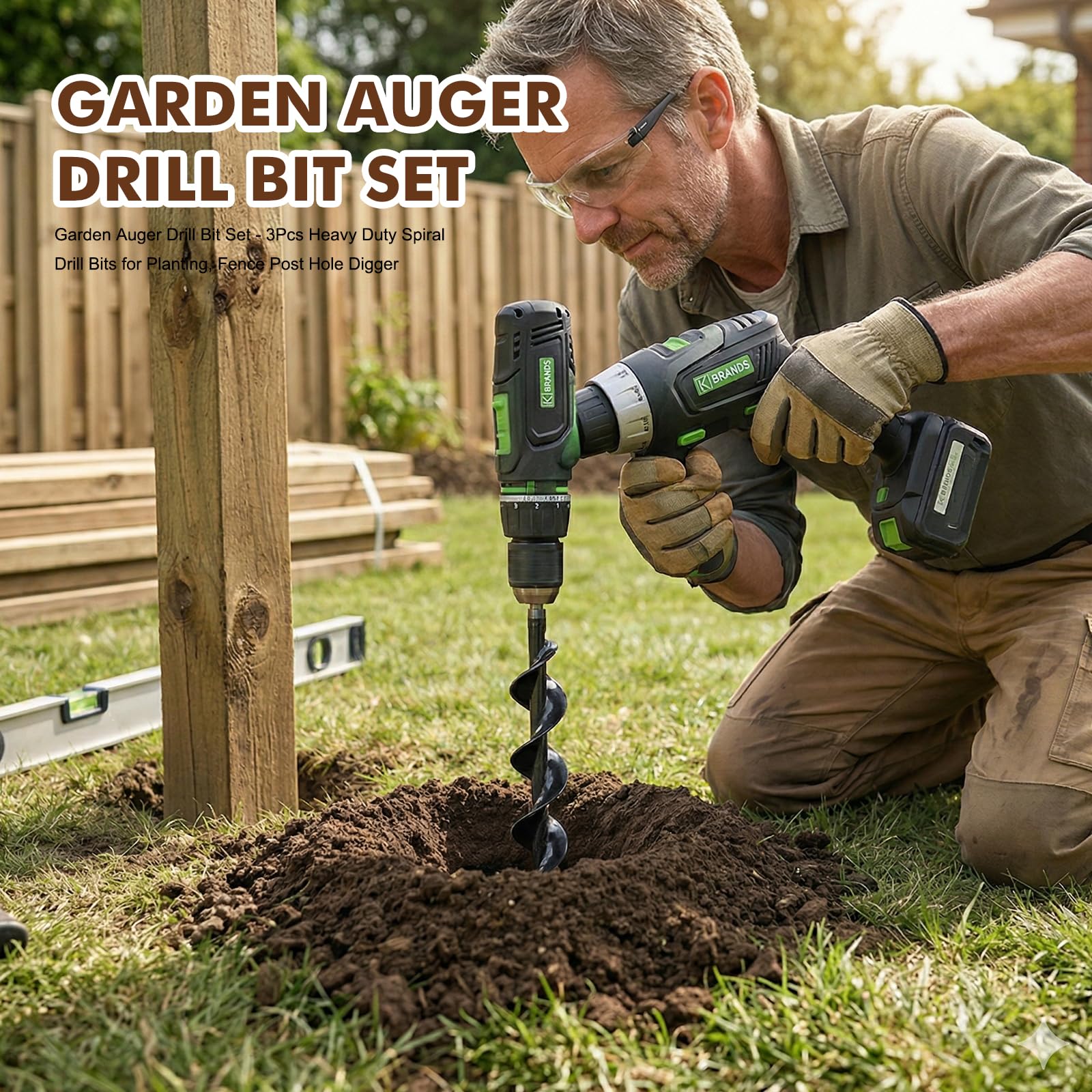 3 Stück Gartenbohrer Erdbohrer für Akkuschrauber, Schnecken Spiralbohrer, Erdbohrer für Bohrmaschine, Pflanzbohrer für Akkuschrauber, Grabungswerkzeug zum Pflanzen und Bohren, 4x42+8x30+4x22cm