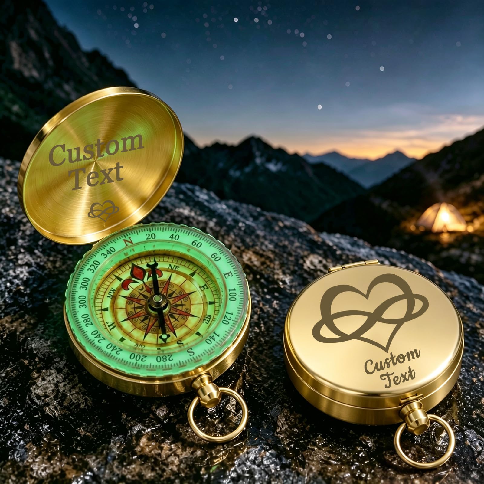 Personalised Engraved Compass Gift for Him with Custom Icon Name Message — image 1