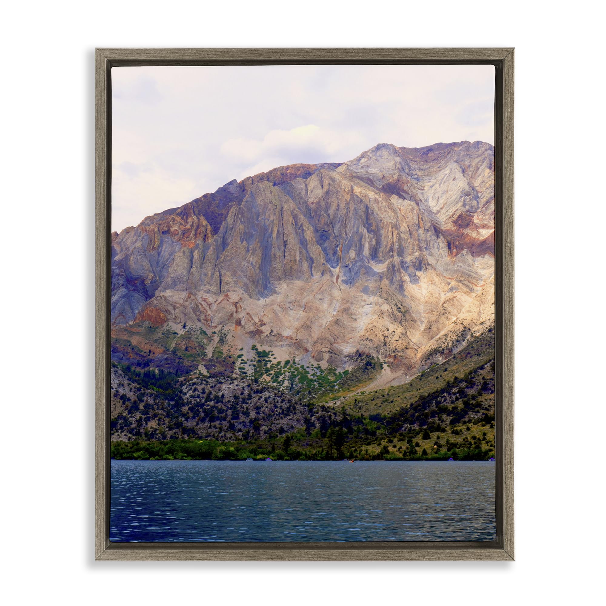Stupell Industries Montalcino Elm (Textured) 'Serene Lake Beneath Mountains', Floating Frame Canvas Art, Brown, 25 X 31 Inches, Easy To Hang And Sturdy, Made In Usa, By Gemma Bardot