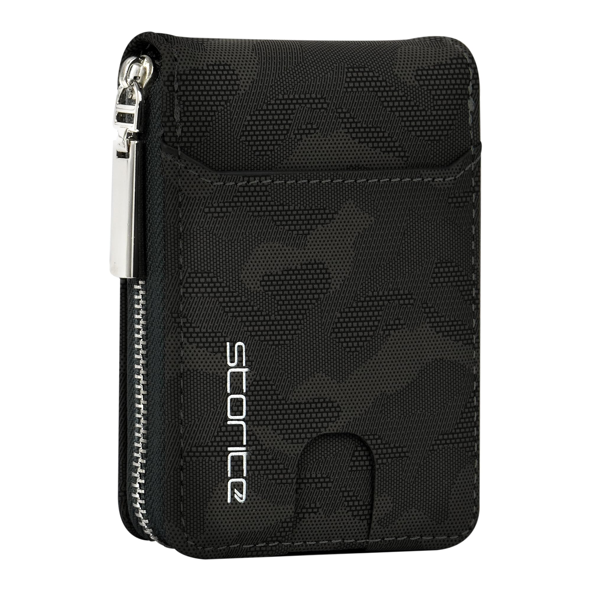 Storite 9 Slot PU Leather Vertical Card Holder Wallet, Black | Credit Debit Card Organizer | Zipper Money & Coin Purse, For Men & Women - 11.5x8x2 cm