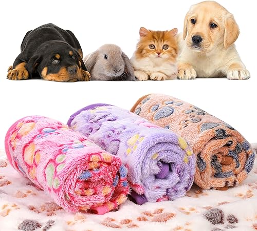 Miniatura 6 de 4 mantas para mascotas, manta para perro, cachorro, manta de forro polar con estampado de patas, para mascotas pequeñas y medianas, perros y gatos,