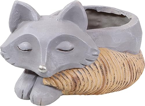 Miniatura 4 de Sunnydaze Finley The Fox - Decoración de estatua de maceta pintada a mano para suculenta o maceta para cocina, comedor o sala de estar, 8 pulgadas