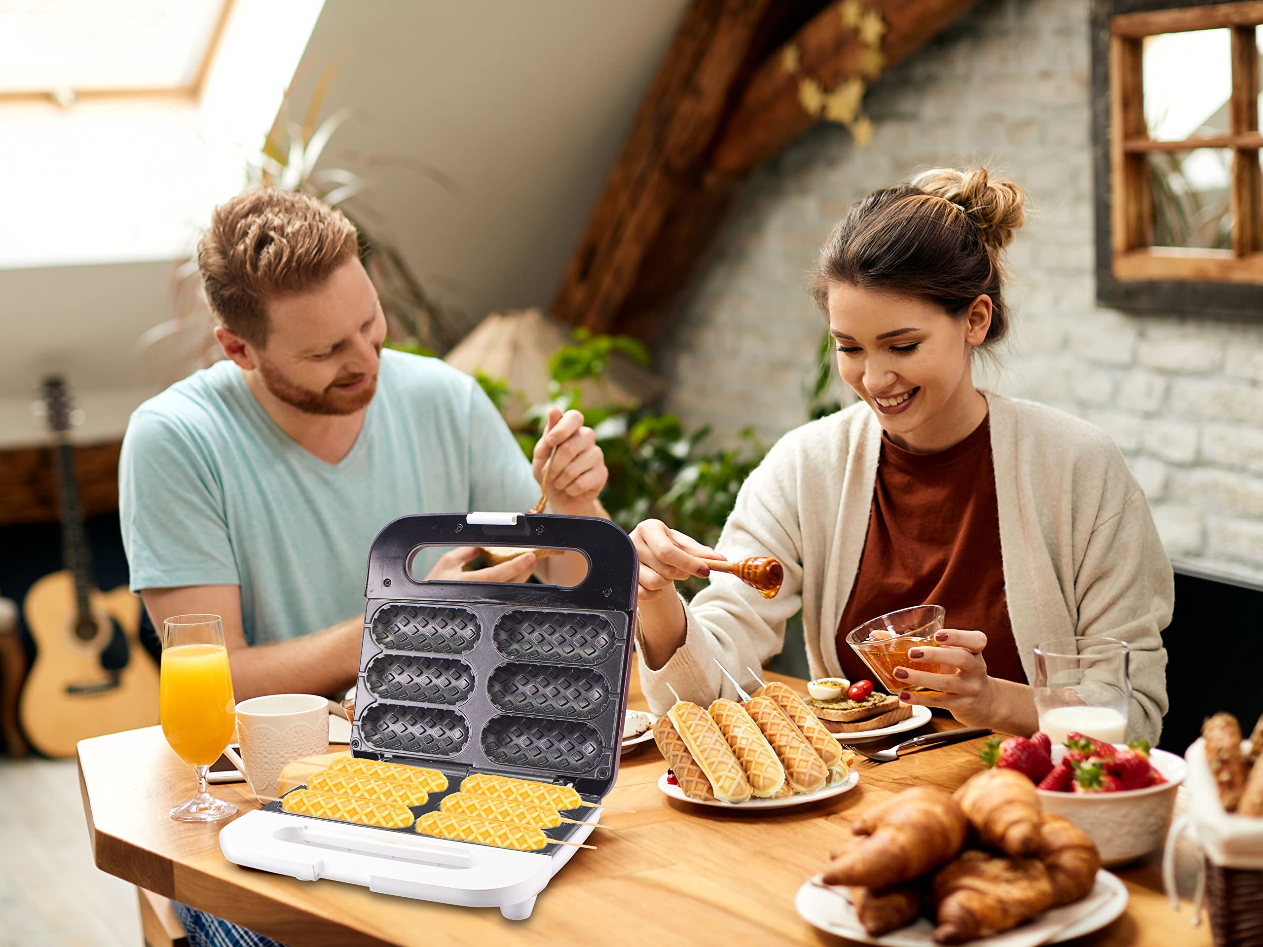 BEPER P101CUD100 Waffeleisen mit Stabform - Mini Waffeleisen für 6 Waffel in Minutenschnelle