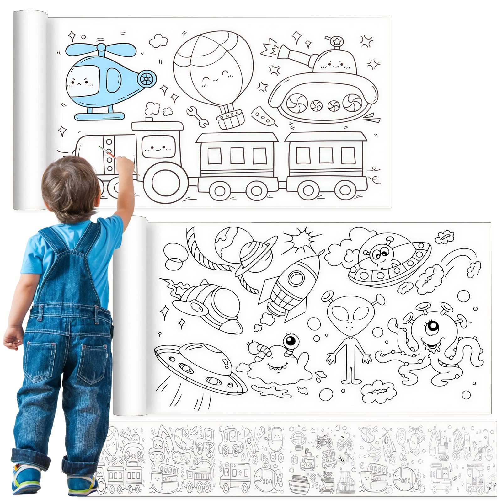 2-Pack Adhesive Back Paper Roll for Kids, Drawing Paper for Kids with Smooth Surface, Easy-Draw Colouring Paper for Painting and Crafts, Creative Kid Drawing Paper for DIY and Party Activities — image 1