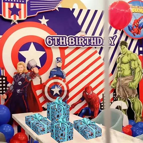 Miniatura 6 de Hbavfihnbg 5 piezas de papel de regalo de superhéroe, papel de arte de superhéroe plegado plano para baby shower, decoración de fiesta de